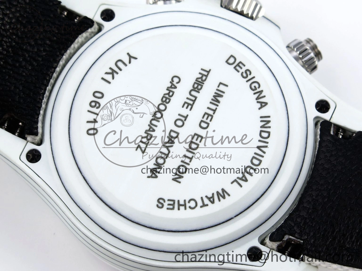 Daytona DIW White Carbon Case DIWF Edition White Dial Ceramic Bezel on White Nylon Strap A7750