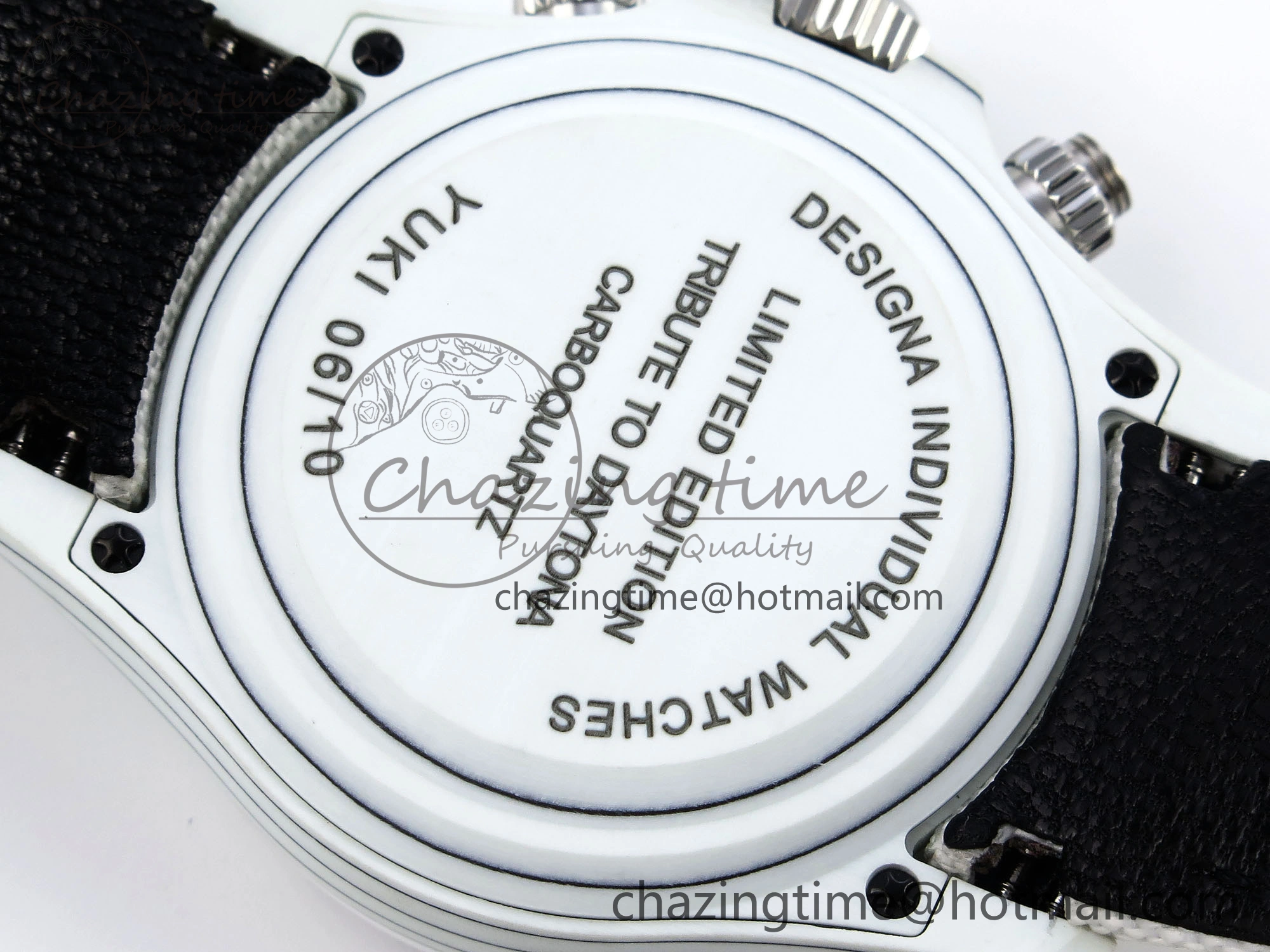 Daytona DIW White Carbon Case DIWF Edition White Dial Ceramic Bezel on White Nylon Strap A7750