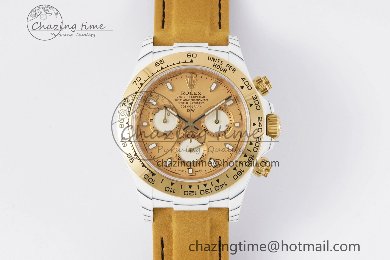 Daytona DIW White Carbon Case YG Bezel DIWF Edition YG Dial on Brown Leather Strap A7750