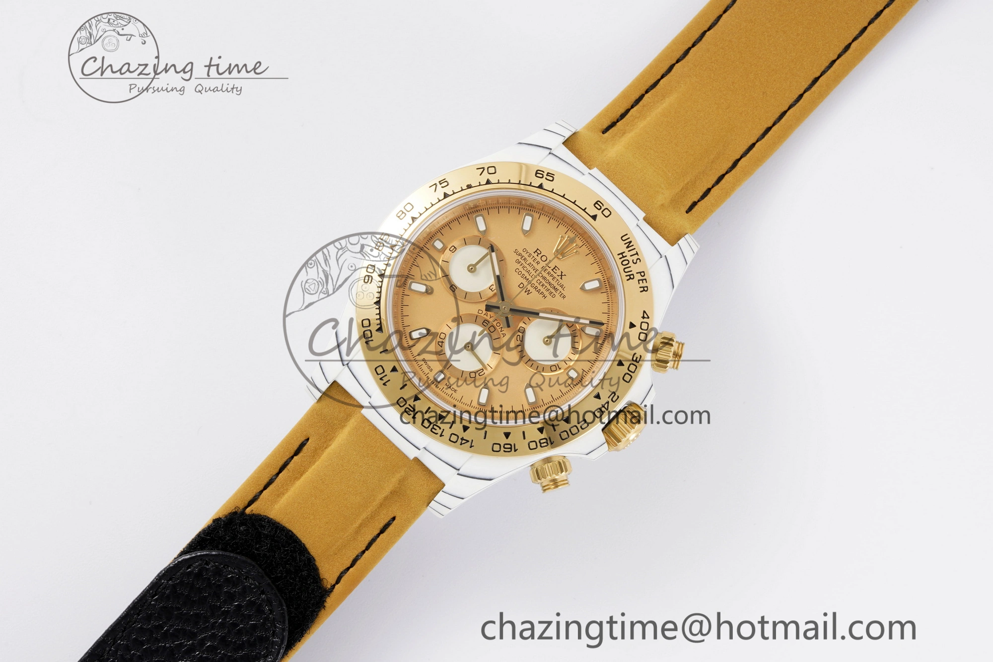 Daytona DIW White Carbon Case YG Bezel DIWF Edition YG Dial on Brown Leather Strap A7750