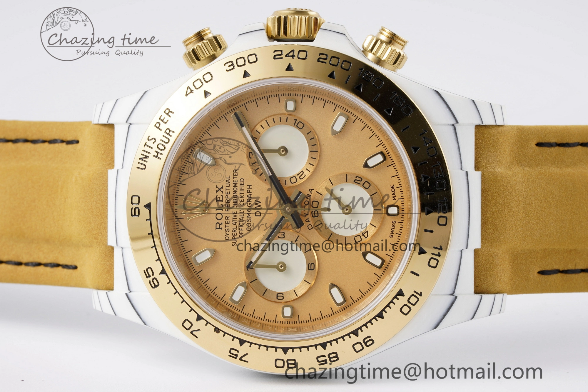 Daytona DIW White Carbon Case YG Bezel DIWF Edition YG Dial on Brown Leather Strap A7750