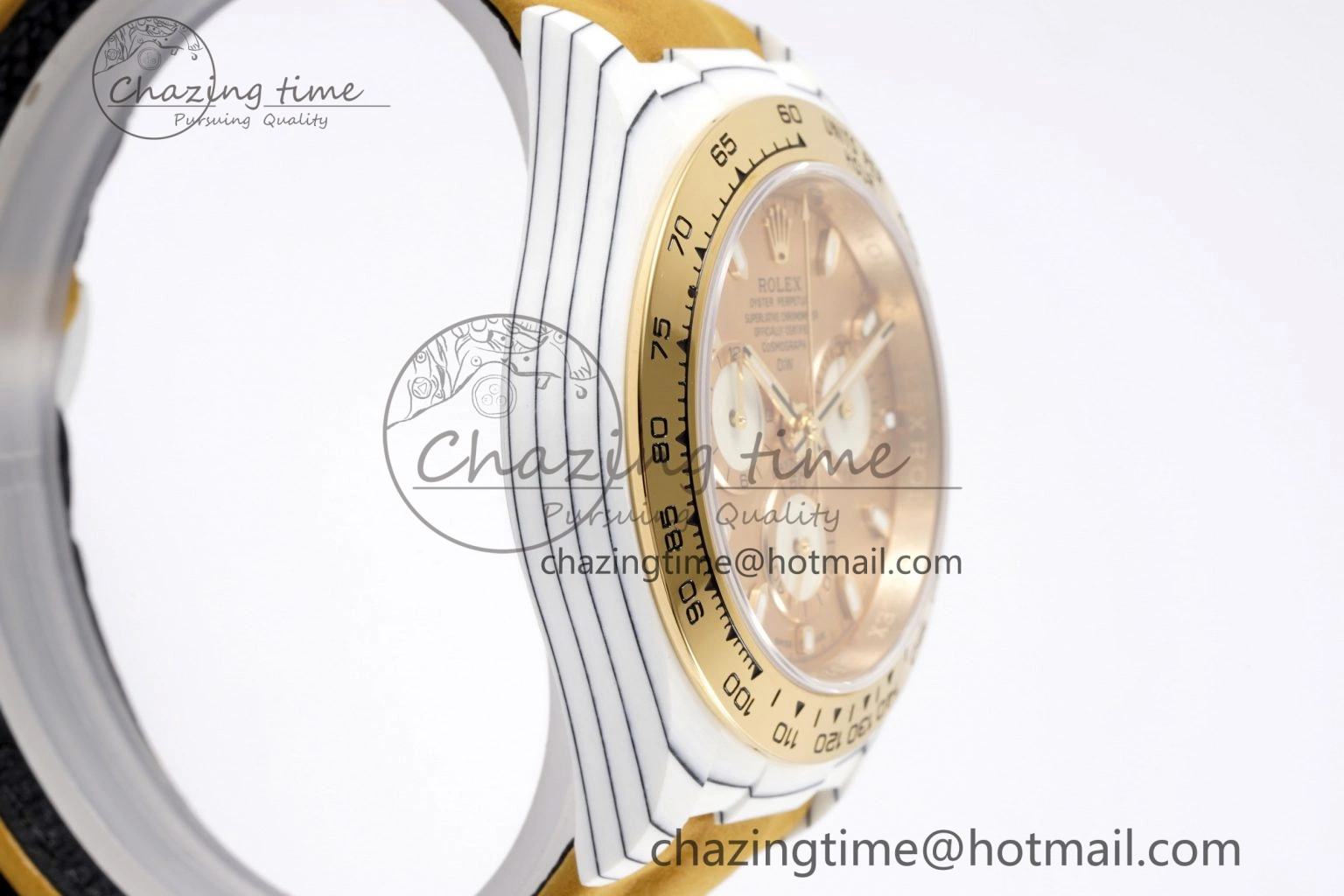Daytona DIW White Carbon Case YG Bezel DIWF Edition YG Dial on Brown Leather Strap A7750