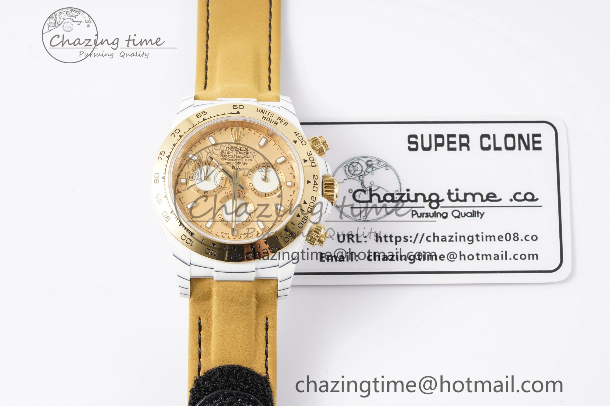 Daytona DIW White Carbon Case YG Bezel DIWF Edition YG Dial on Brown Leather Strap A7750