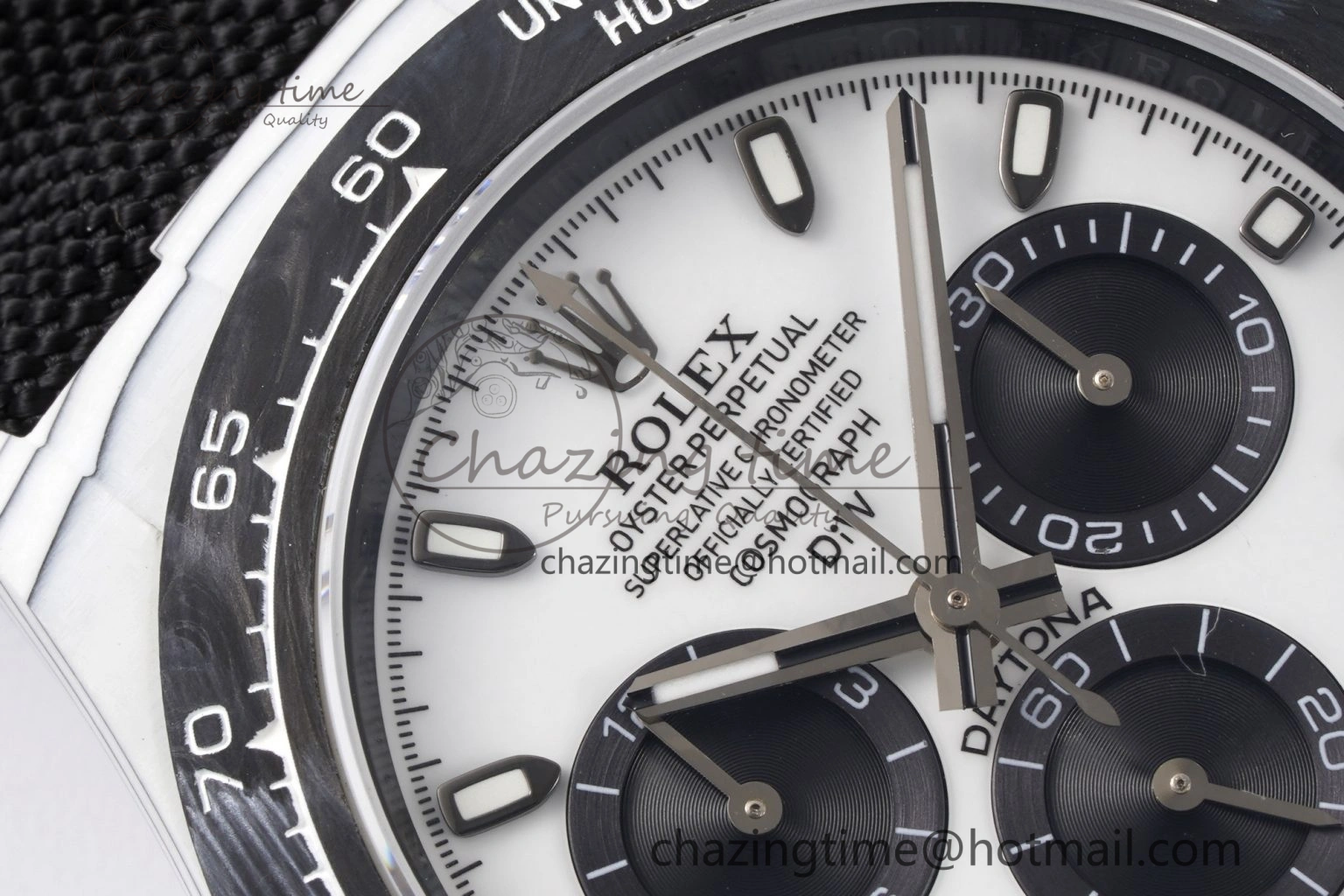 Daytona DIW White Carbon Case and Bezel Noob Best Edition White Black Dial on Black Nylon Strap SA4130