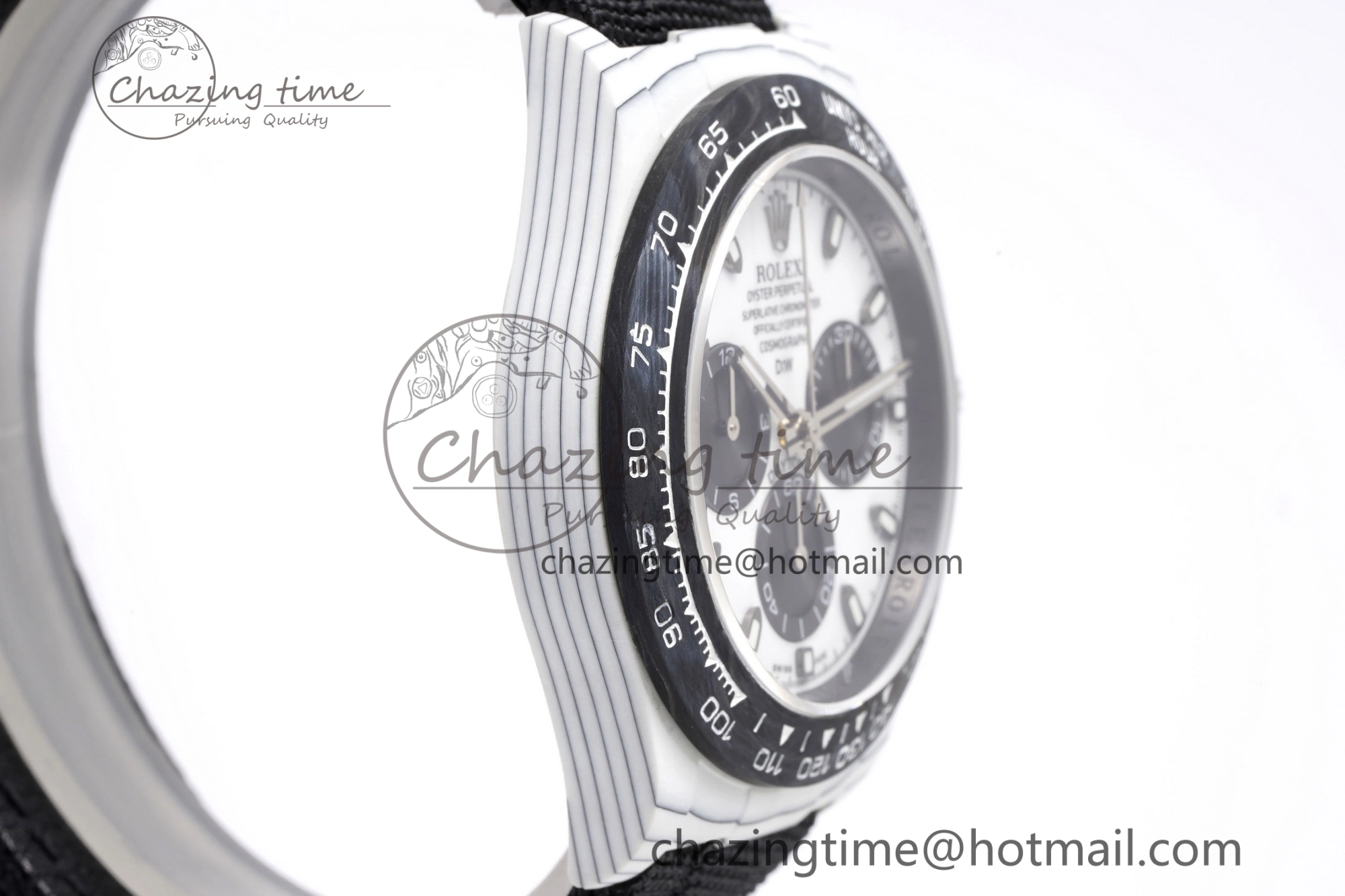 Daytona DIW White Carbon Case and Bezel Noob Best Edition White Black Dial on Black Nylon Strap SA4130