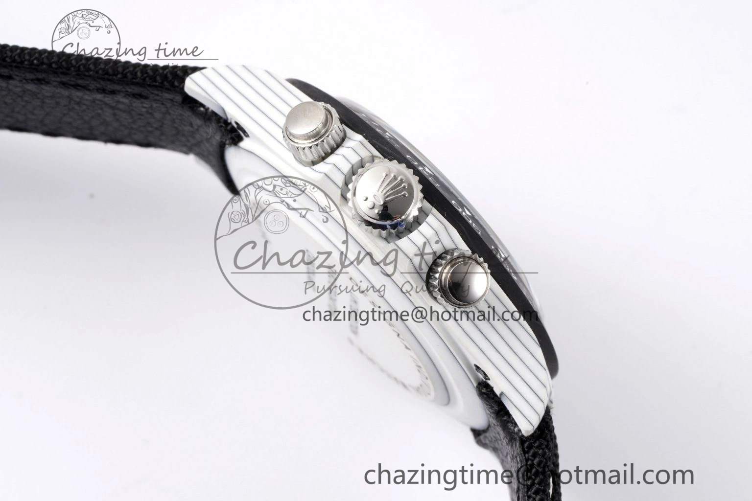 Daytona DIW White Carbon Case and Bezel Noob Best Edition White Black Dial on Black Nylon Strap SA4130