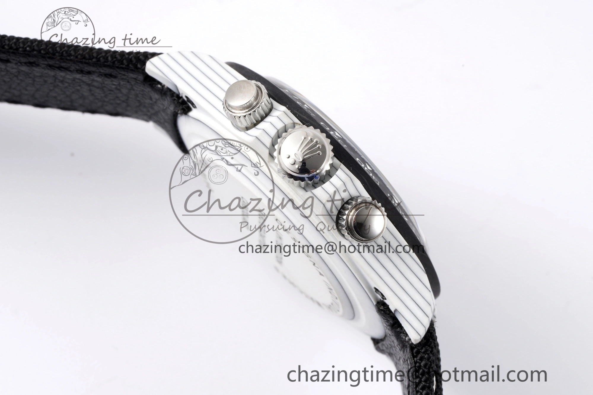 Daytona DIW White Carbon Case and Bezel Noob Best Edition White Black Dial on Black Nylon Strap SA4130