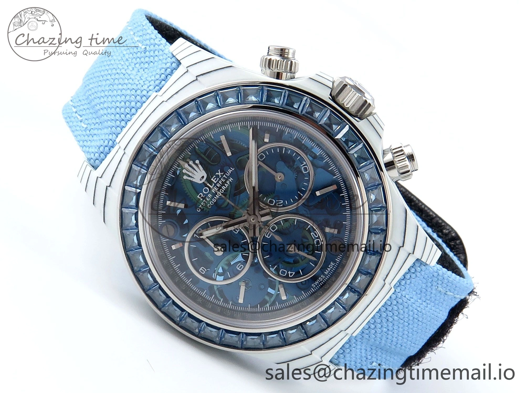 Daytona DIW White Carbon DIWF Best Edition Skeleton Dial on Blue Nylon Strap DD4801