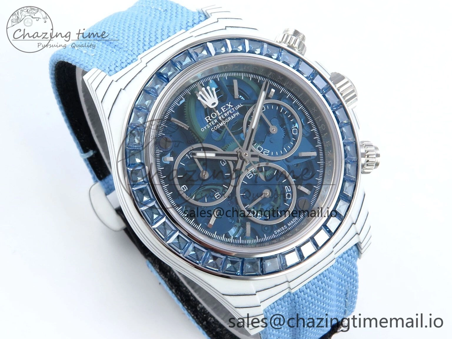 Daytona DIW White Carbon DIWF Best Edition Skeleton Dial on Blue Nylon Strap DD4801