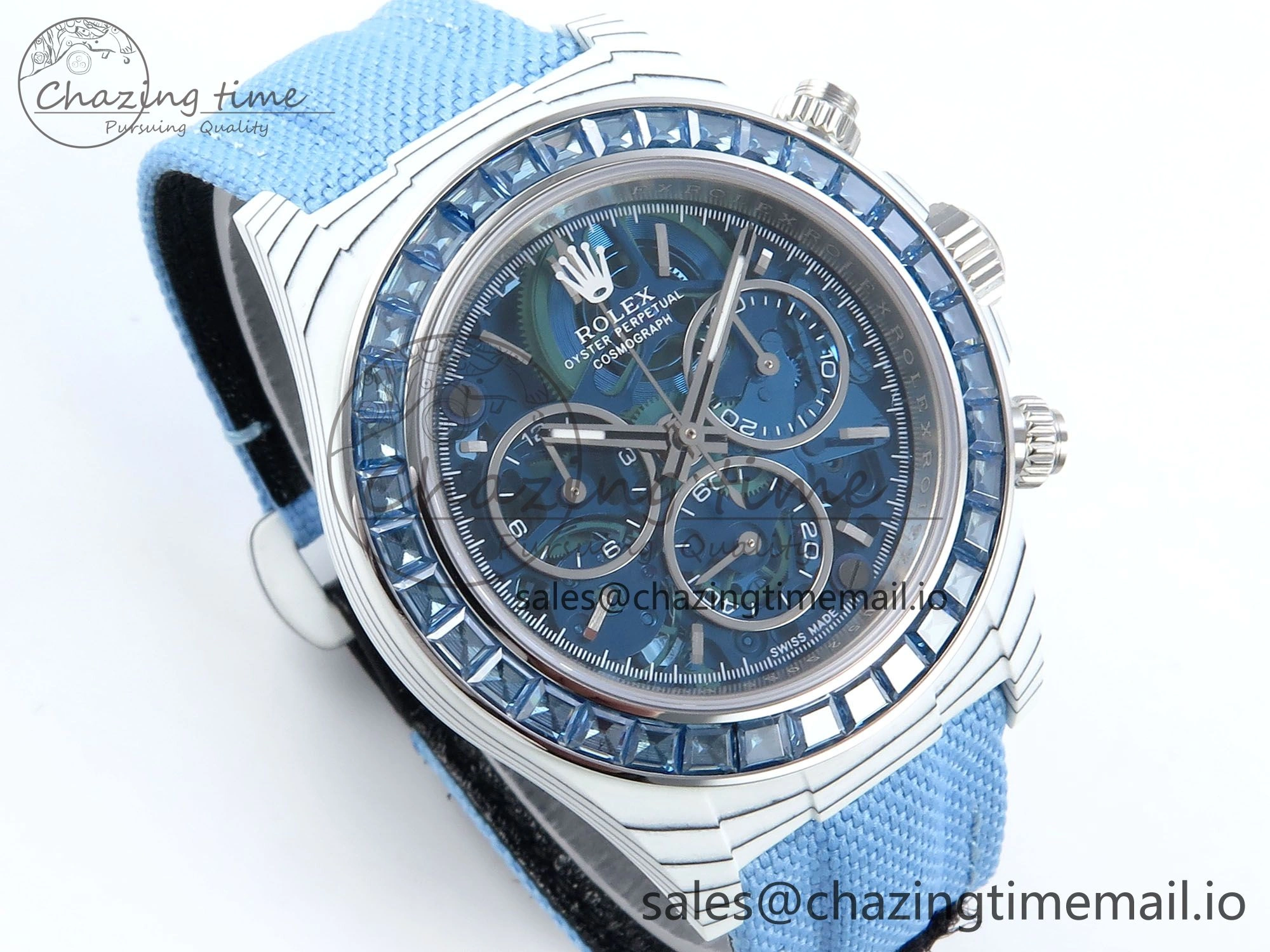 Daytona DIW White Carbon DIWF Best Edition Skeleton Dial on Blue Nylon Strap DD4801