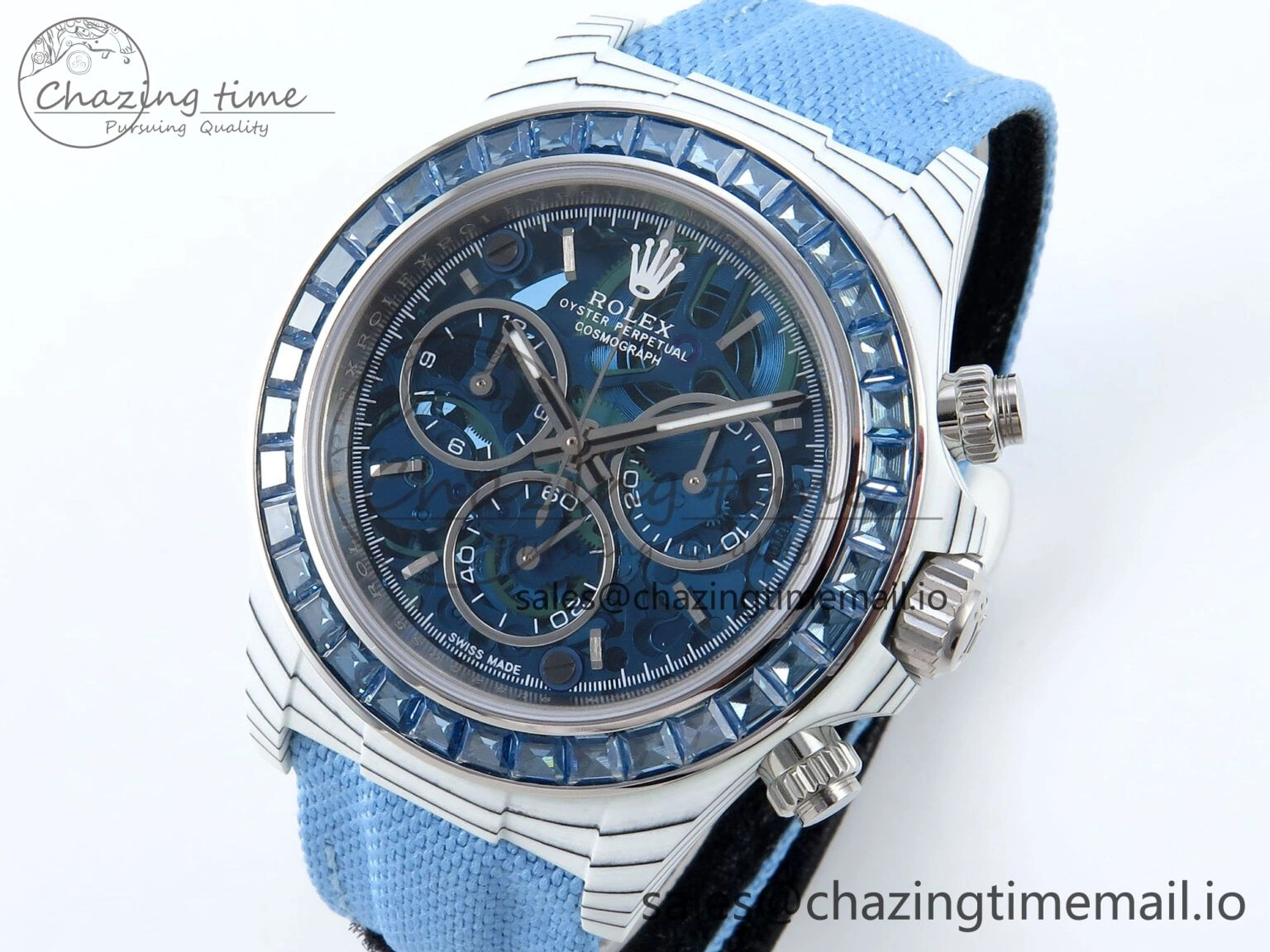 Daytona DIW White Carbon DIWF Best Edition Skeleton Dial on Blue Nylon Strap DD4801