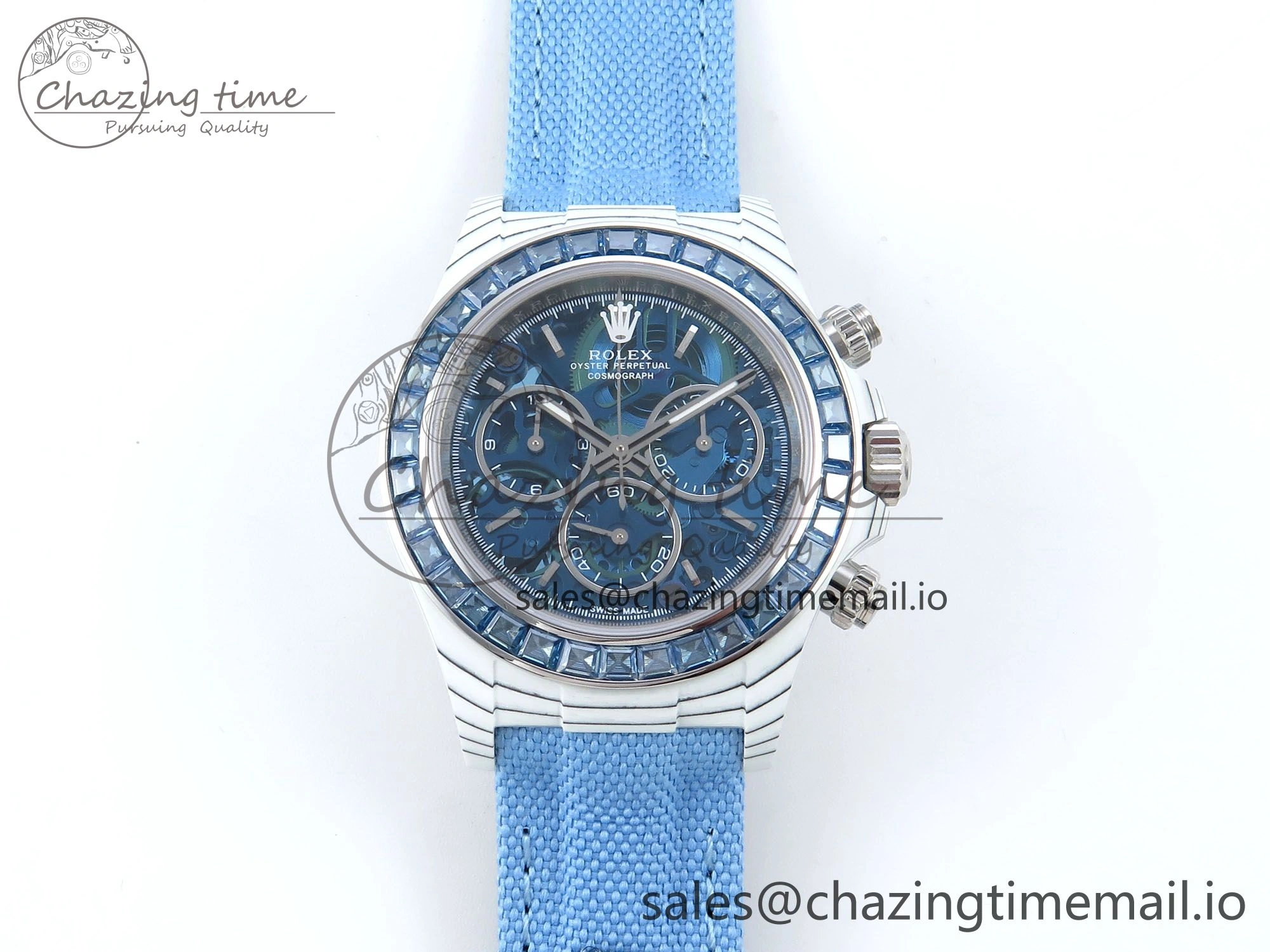 Daytona DIW White Carbon DIWF Best Edition Skeleton Dial on Blue Nylon Strap DD4801