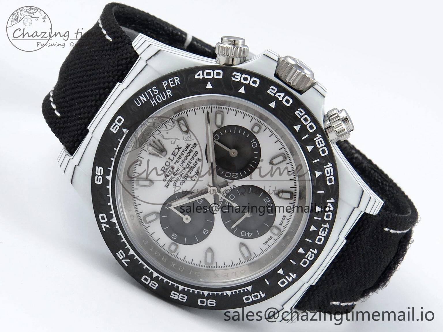 Daytona DIW White Carbon DIWF Best Edition White Black Dial on Black Nylon Strap DD4801