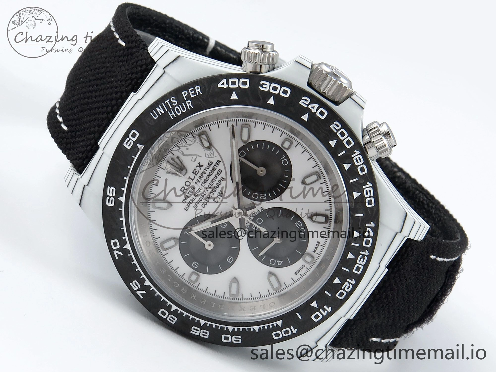 Daytona DIW White Carbon DIWF Best Edition White Black Dial on Black Nylon Strap DD4801
