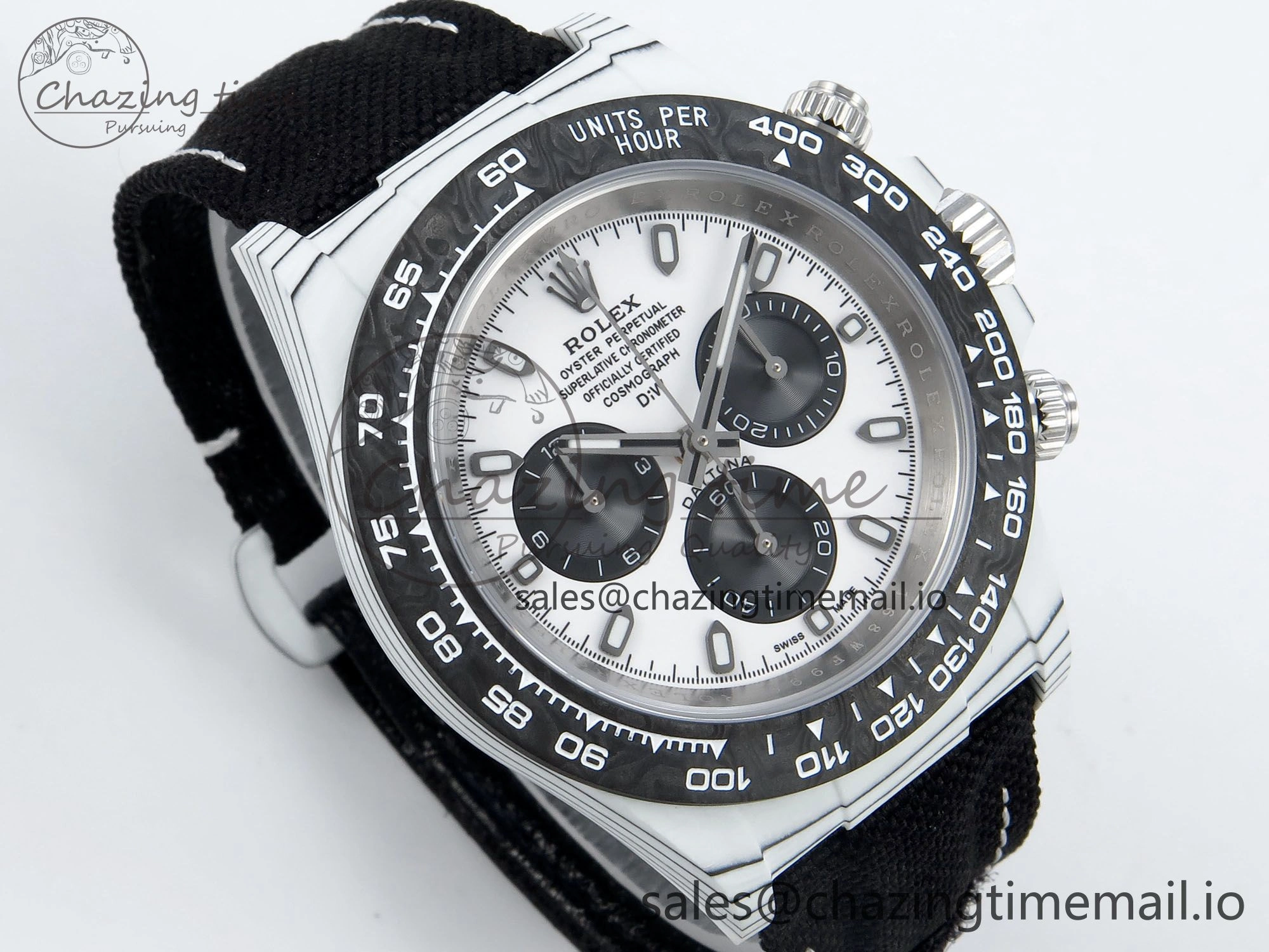 Daytona DIW White Carbon DIWF Best Edition White Black Dial on Black Nylon Strap DD4801