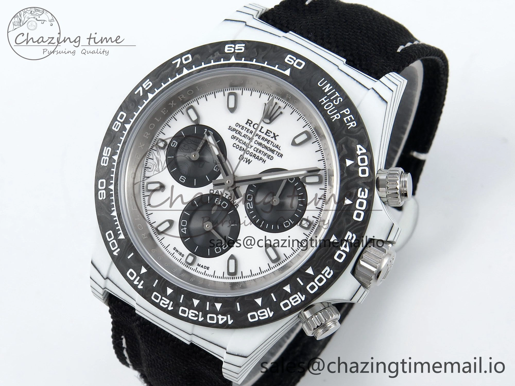 Daytona DIW White Carbon DIWF Best Edition White Black Dial on Black Nylon Strap DD4801