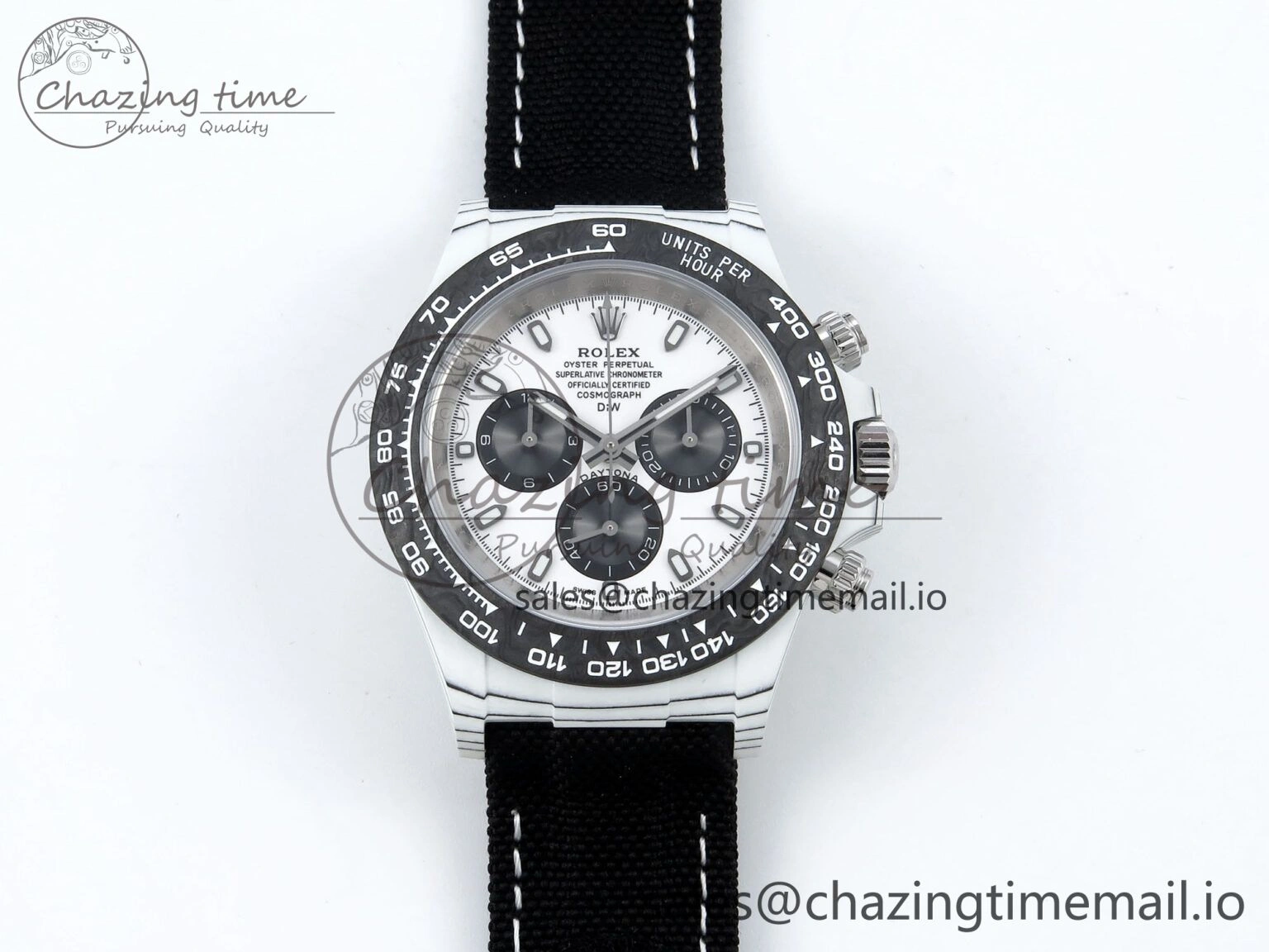 Daytona DIW White Carbon DIWF Best Edition White Black Dial on Black Nylon Strap DD4801