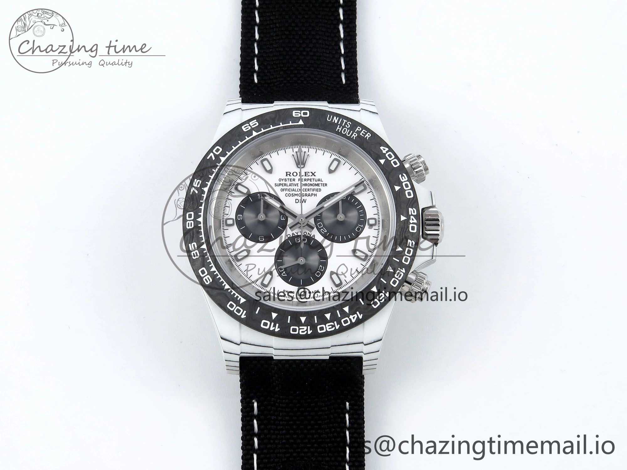 Daytona DIW White Carbon DIWF Best Edition White Black Dial on Black Nylon Strap DD4801