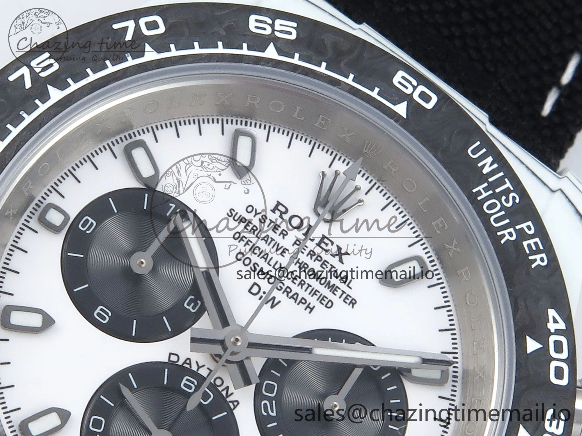 Daytona DIW White Carbon DIWF Best Edition White Black Dial on Black Nylon Strap DD4801
