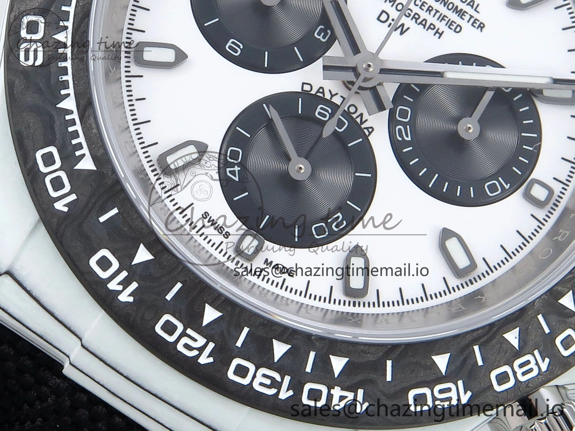 Daytona DIW White Carbon DIWF Best Edition White Black Dial on Black Nylon Strap DD4801