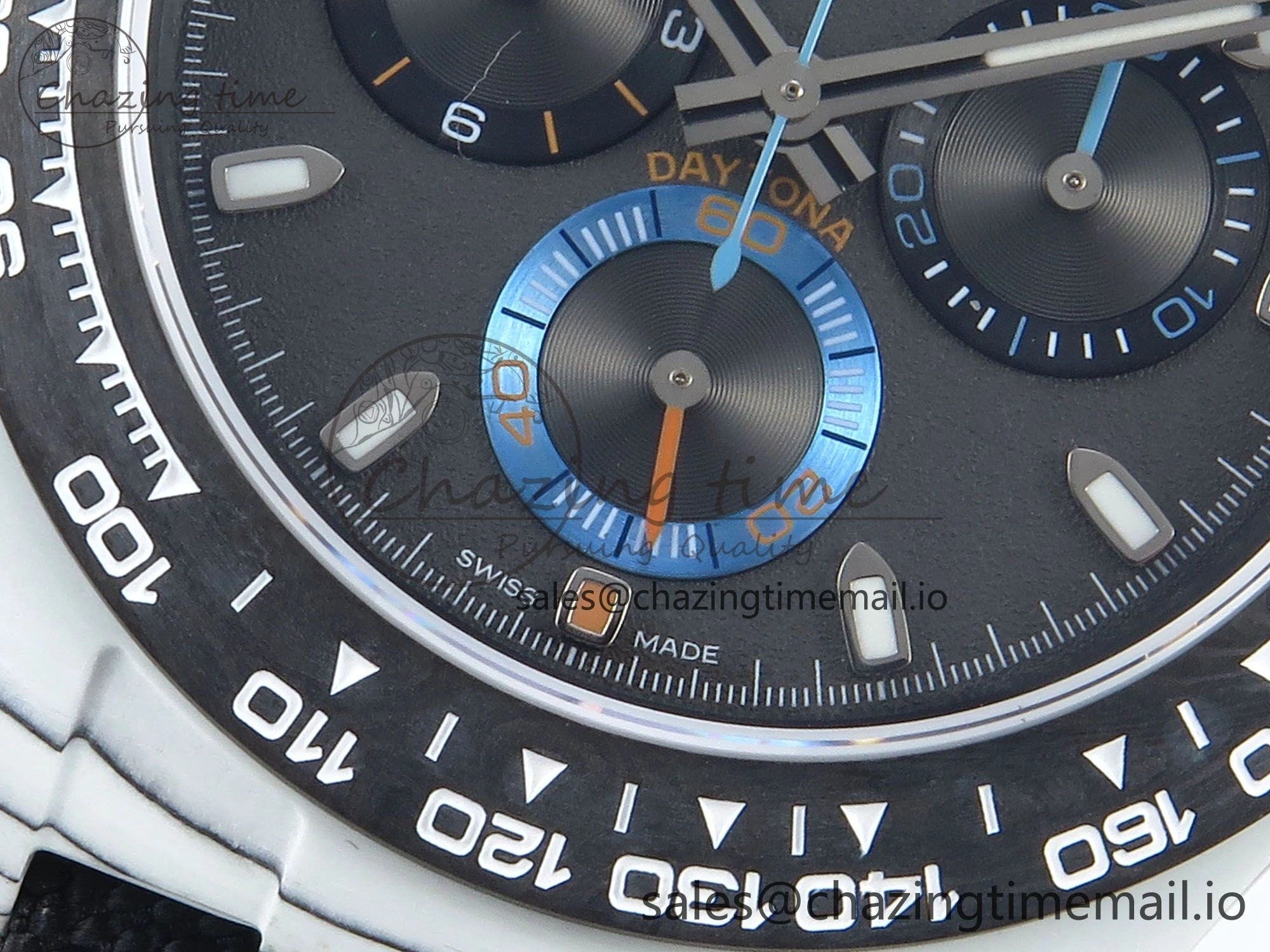 Daytona DIW White Carbon GETF Best Edition Gray Dial Carbon Bezel on SS Bracelet A4130
