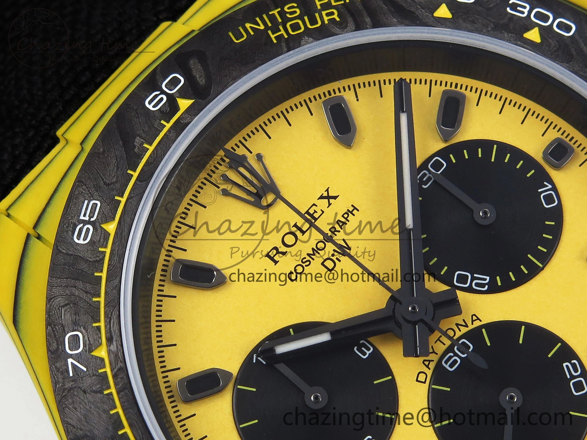 Daytona DIW Yellow Carbon Case DIWF Edition Black White Dial on Black Nylon Strap A7750
