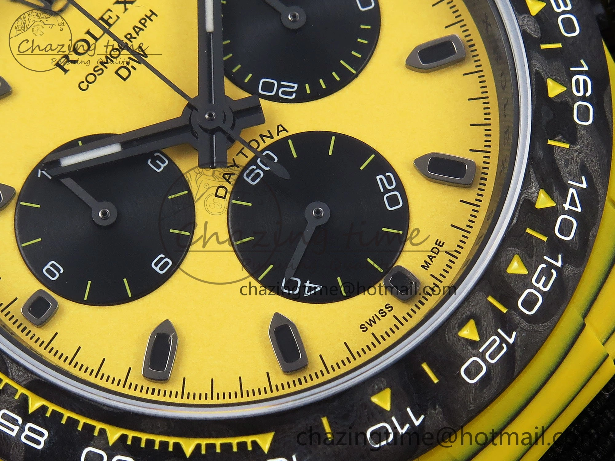 Daytona DIW Yellow Carbon Case DIWF Edition Black White Dial on Black Nylon Strap A7750