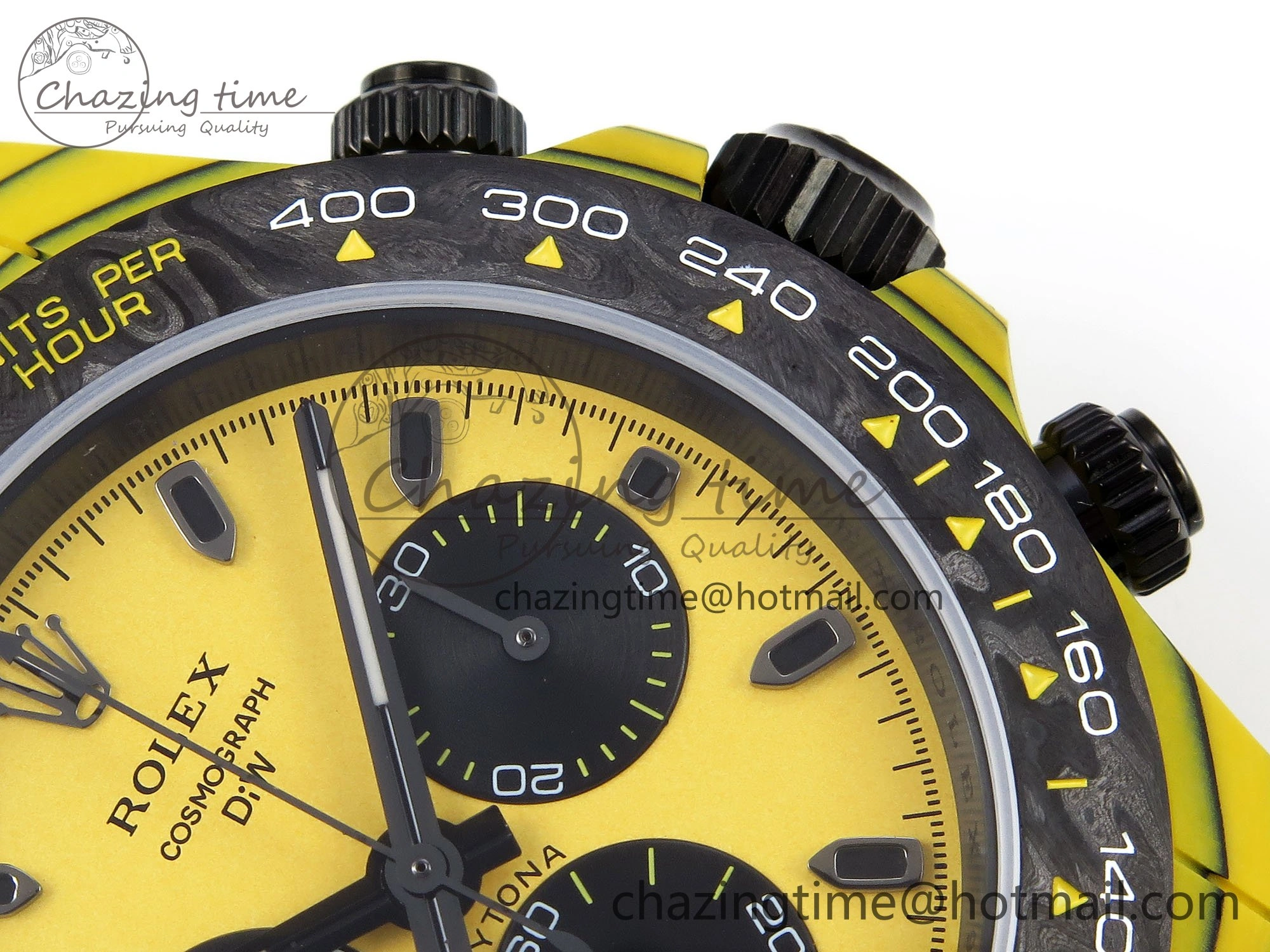 Daytona DIW Yellow Carbon Case DIWF Edition Black White Dial on Black Nylon Strap A7750