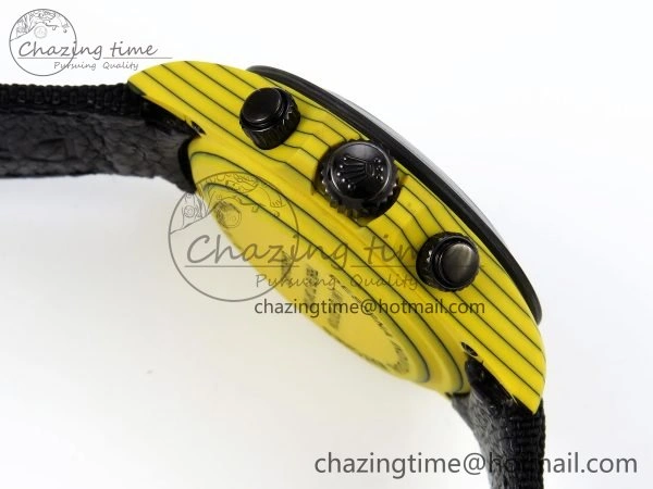 Daytona DIW Yellow Carbon Case DIWF Edition Black White Dial on Black Nylon Strap A7750