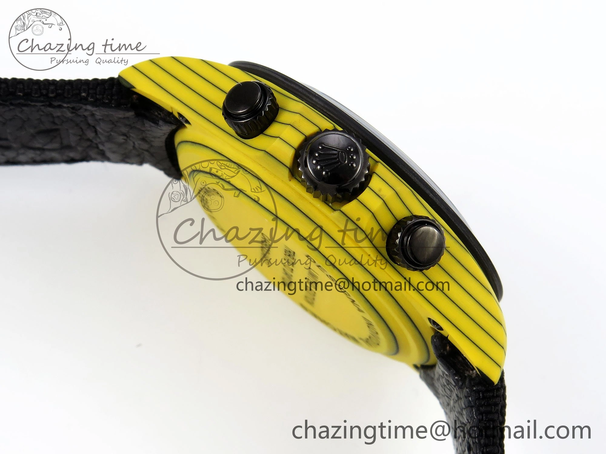 Daytona DIW Yellow Carbon Case DIWF Edition Black White Dial on Black Nylon Strap A7750