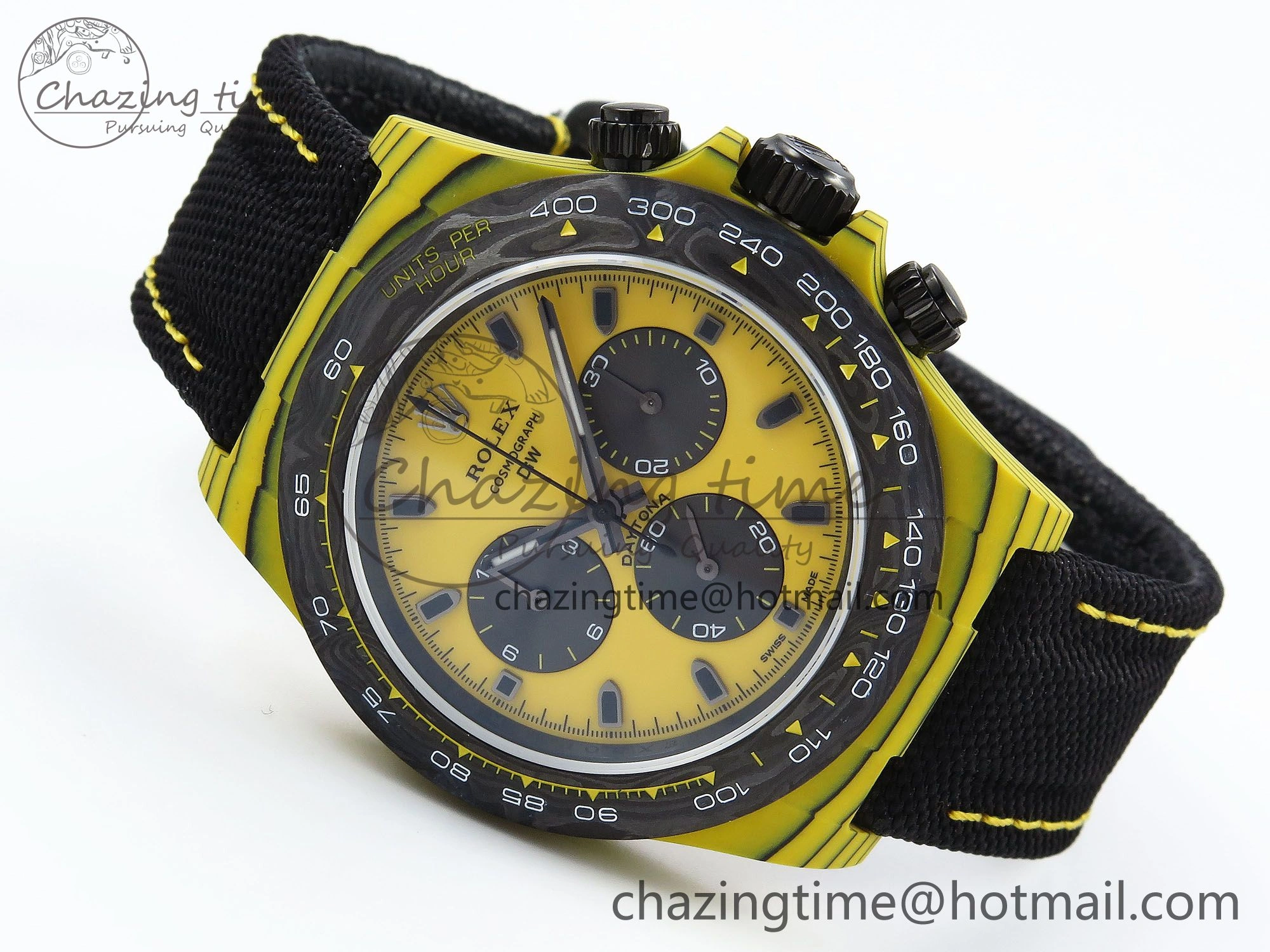 Daytona DIW Yellow Carbon N6F 1:1 Best Edition Yellow Black Dial on Black Nylon Strap SA4130 V2
