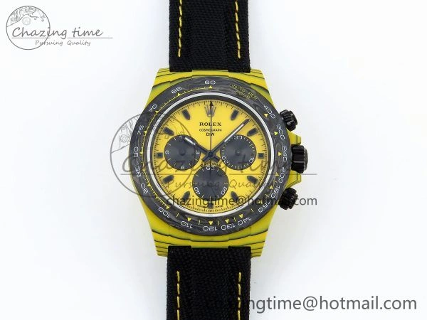 Daytona DIW Yellow Carbon N6F 1:1 Best Edition Yellow Black Dial on Black Nylon Strap SA4130 V2