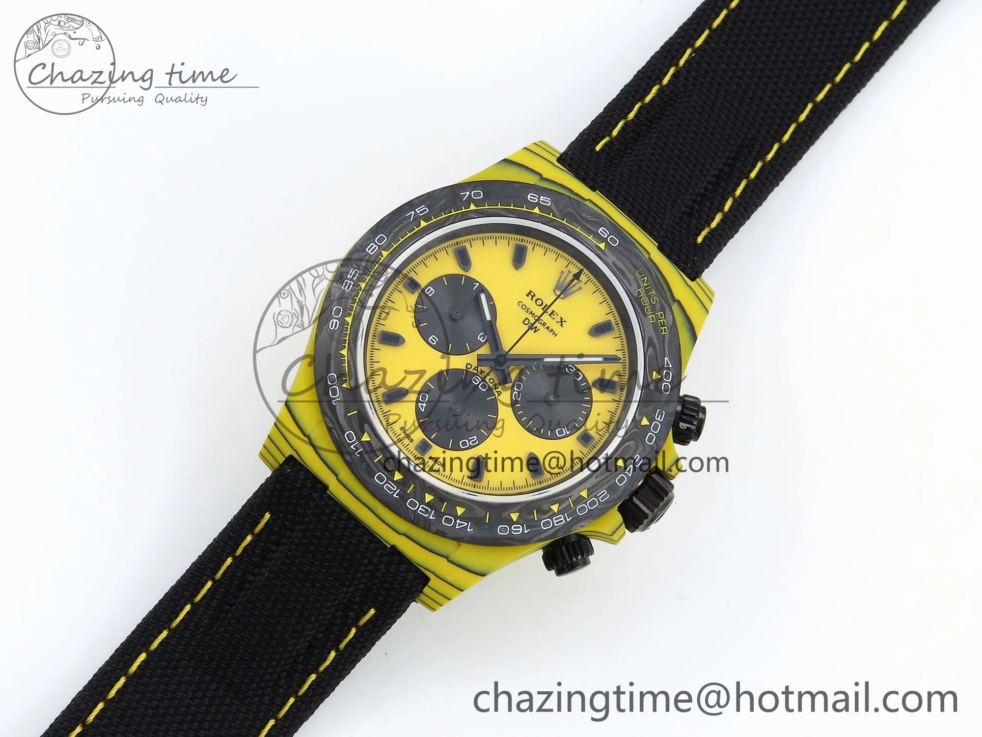 Daytona DIW Yellow Carbon N6F 1:1 Best Edition Yellow Black Dial on Black Nylon Strap SA4130 V2