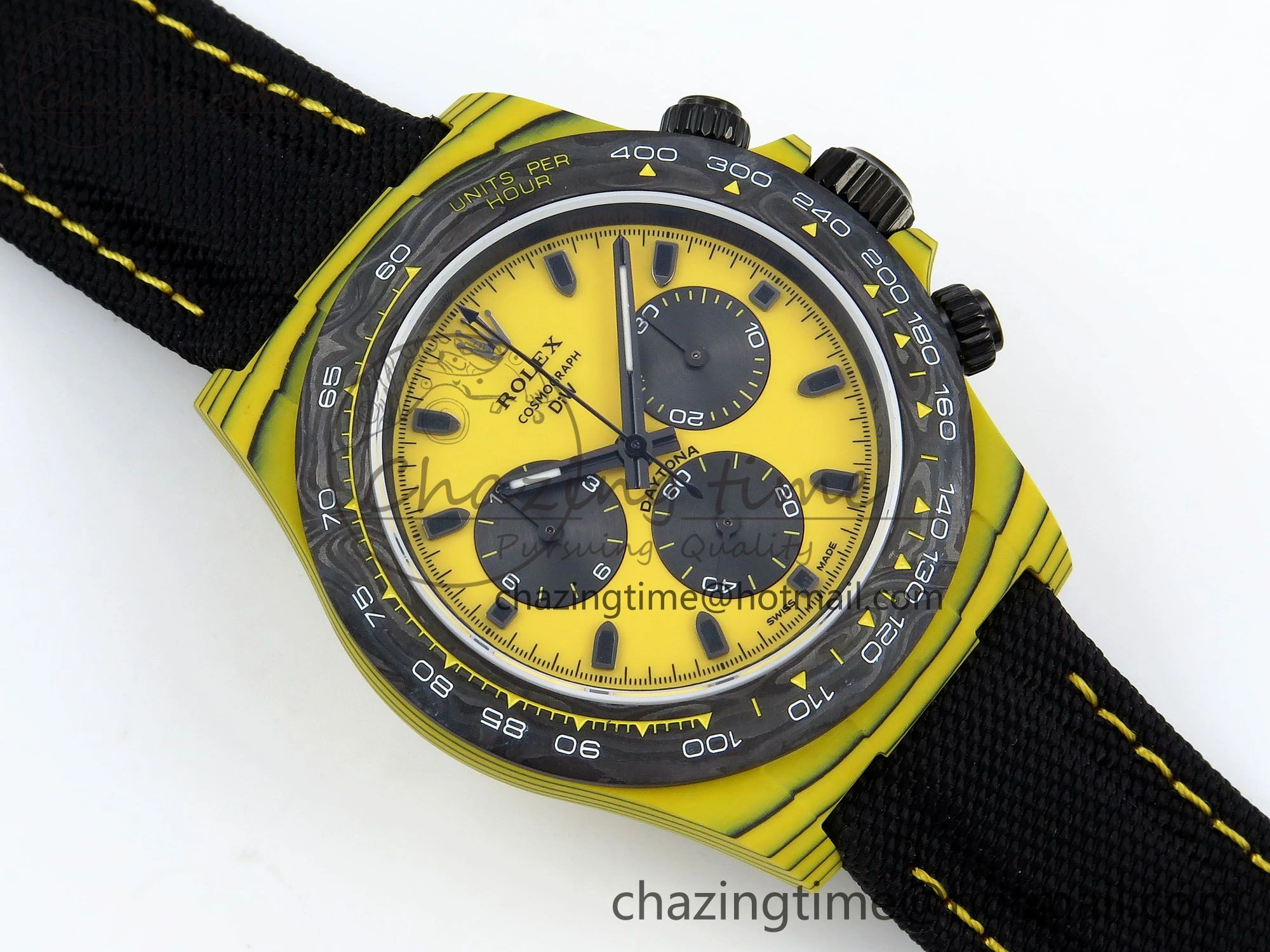 Daytona DIW Yellow Carbon N6F 1:1 Best Edition Yellow Black Dial on Black Nylon Strap SA4130 V2