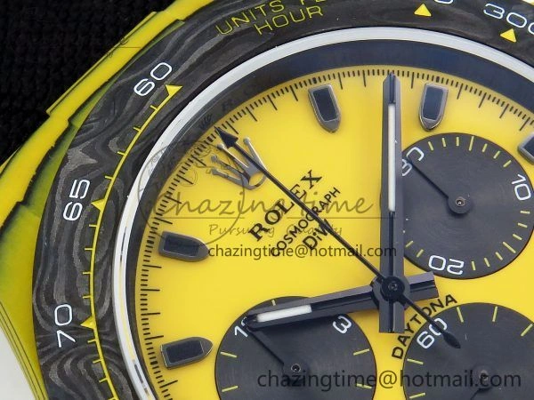 Daytona DIW Yellow Carbon N6F 1:1 Best Edition Yellow Black Dial on Black Nylon Strap SA4130 V2