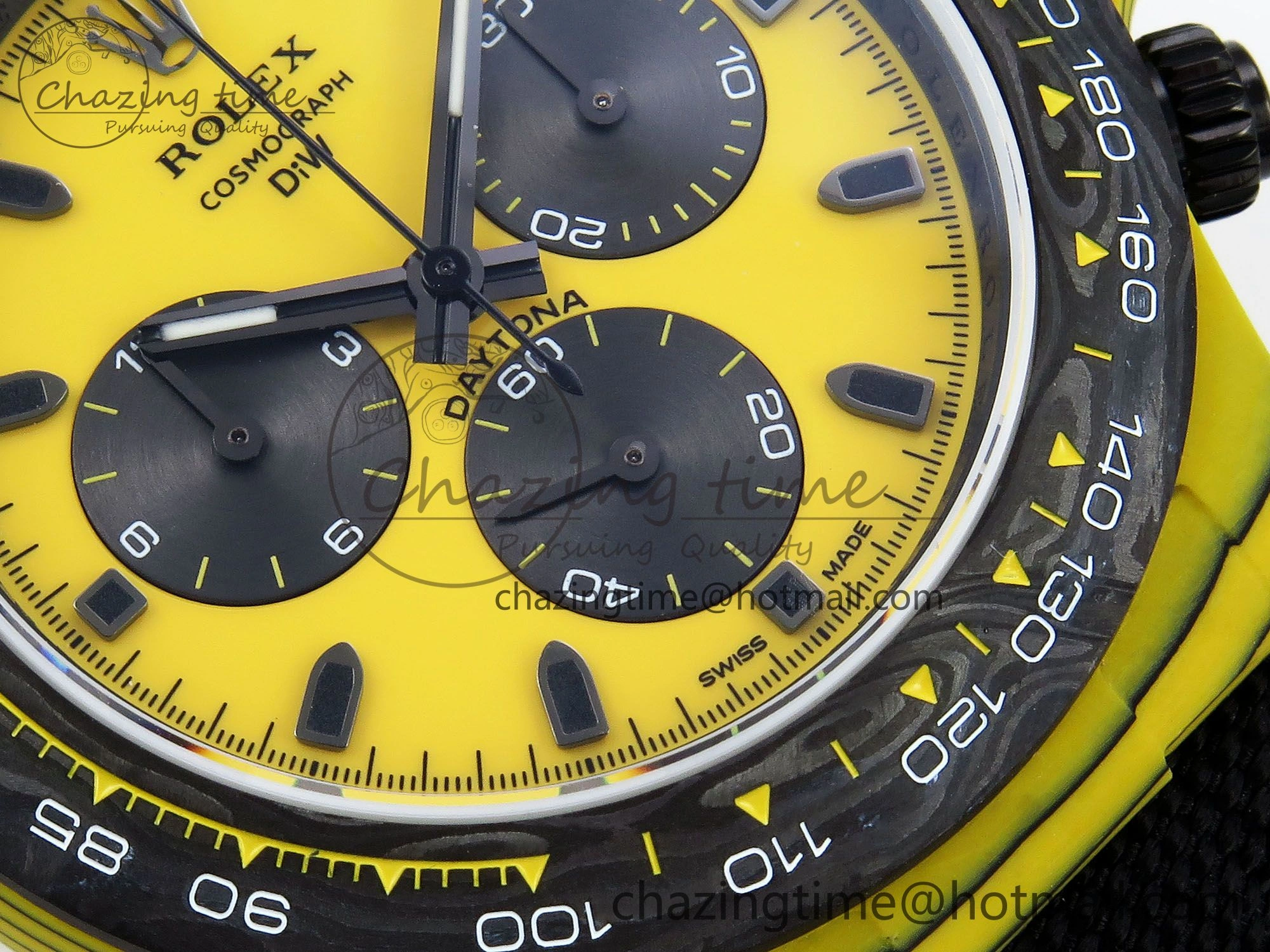 Daytona DIW Yellow Carbon N6F 1:1 Best Edition Yellow Black Dial on Black Nylon Strap SA4130 V2