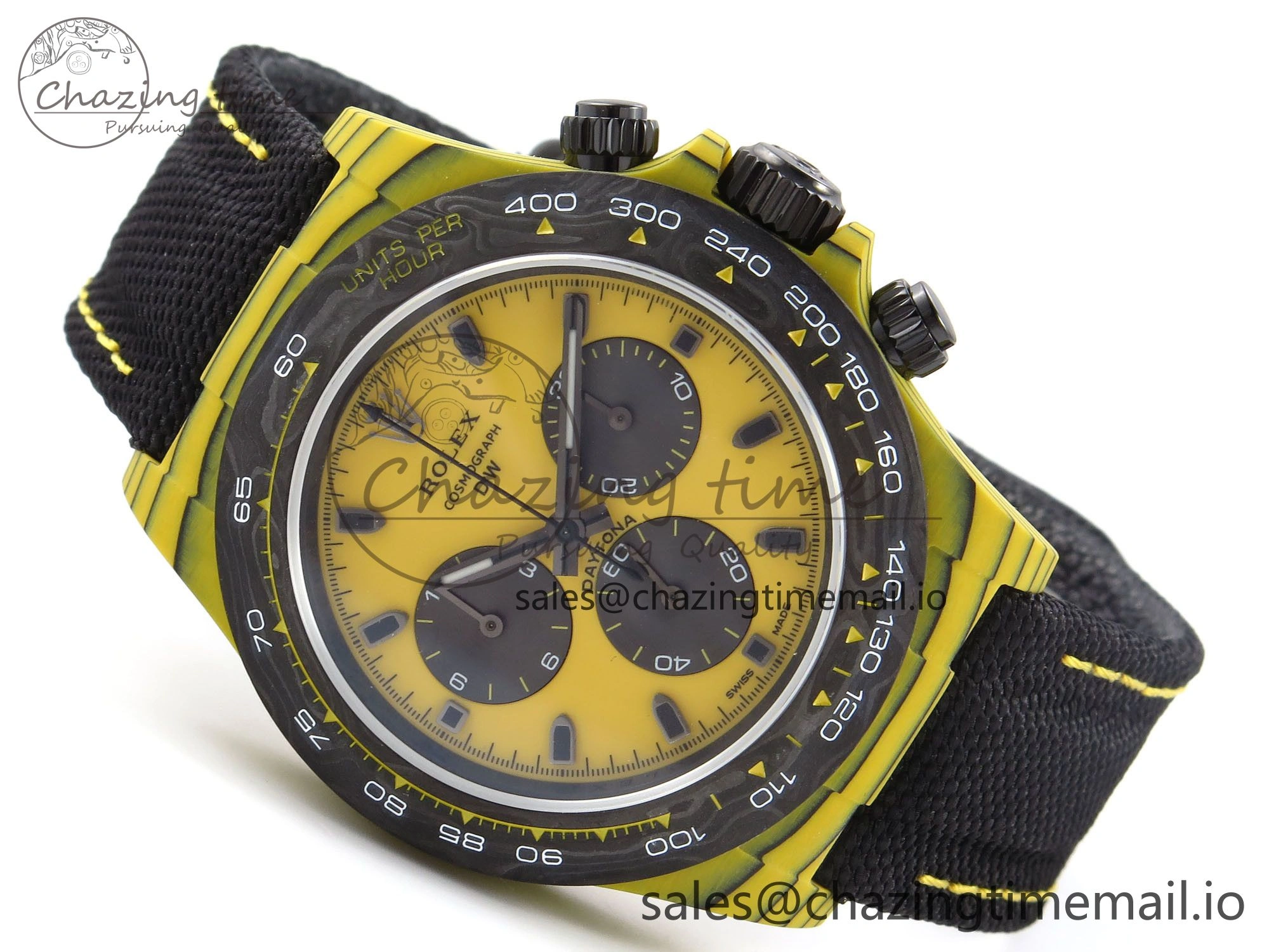 Daytona DIW Yellow Carbon N6F 1:1 Best Edition Yellow Black Dial on Black Nylon Strap SA4130 V2
