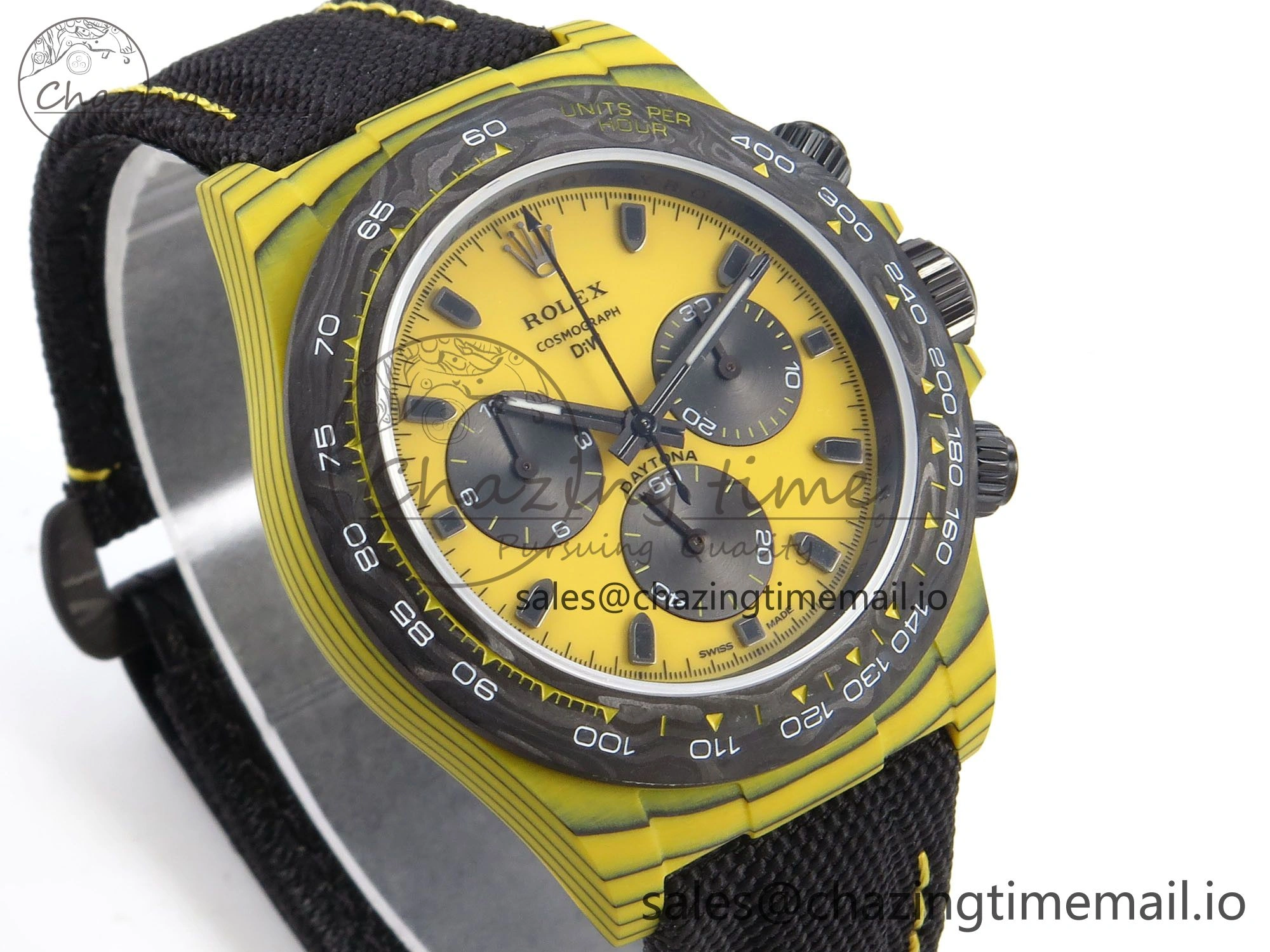 Daytona DIW Yellow Carbon N6F 1:1 Best Edition Yellow Black Dial on Black Nylon Strap SA4130 V2