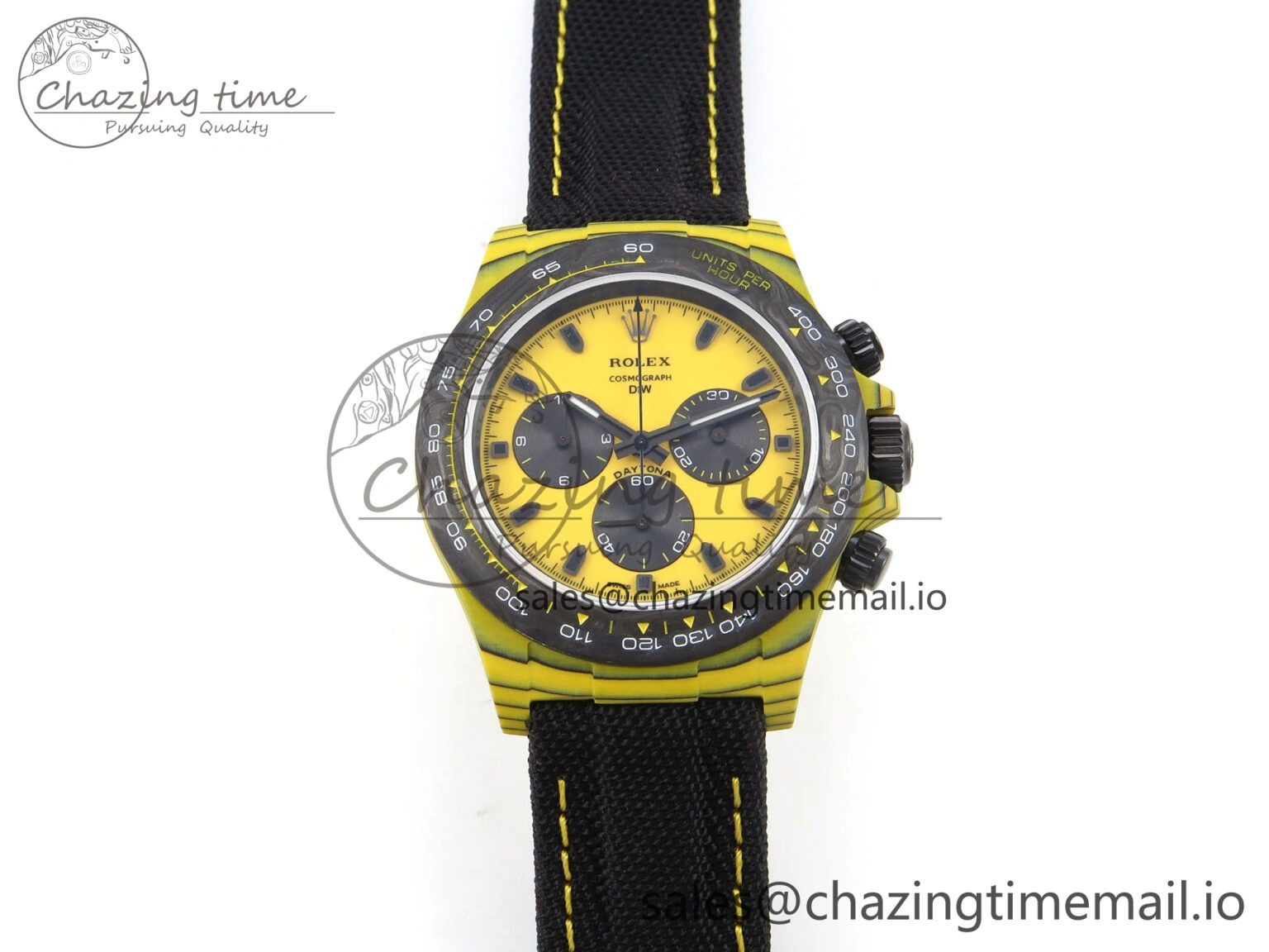 Daytona DIW Yellow Carbon N6F 1:1 Best Edition Yellow Black Dial on Black Nylon Strap SA4130 V2