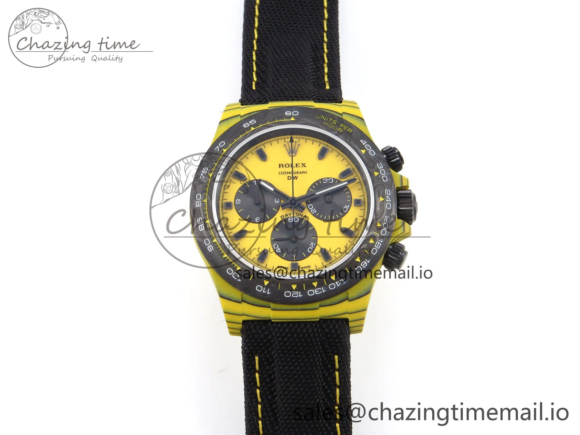 Daytona DIW Yellow Carbon N6F 1:1 Best Edition Yellow Black Dial on Black Nylon Strap SA4130 V2