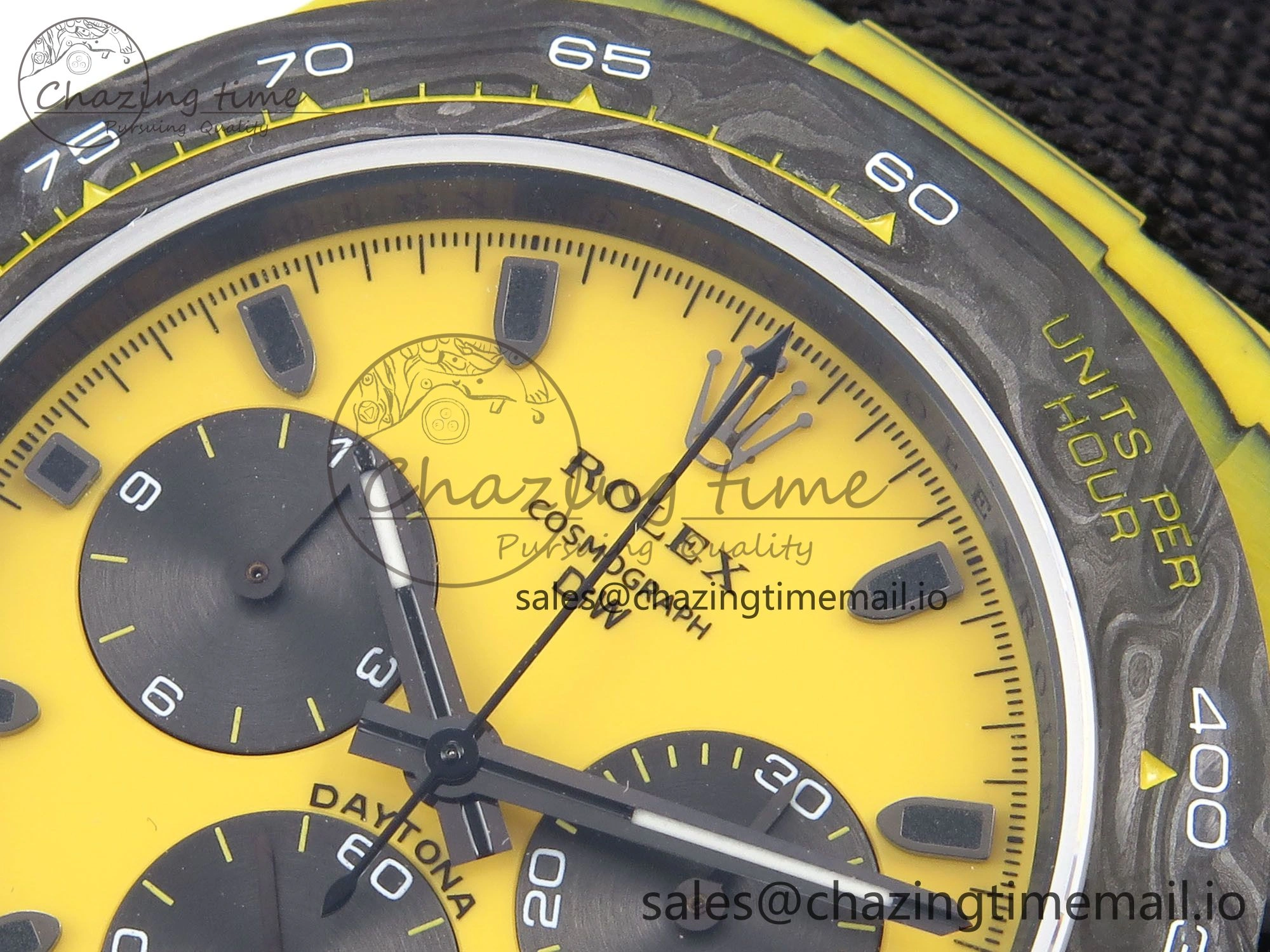 Daytona DIW Yellow Carbon N6F 1:1 Best Edition Yellow Black Dial on Black Nylon Strap SA4130 V2