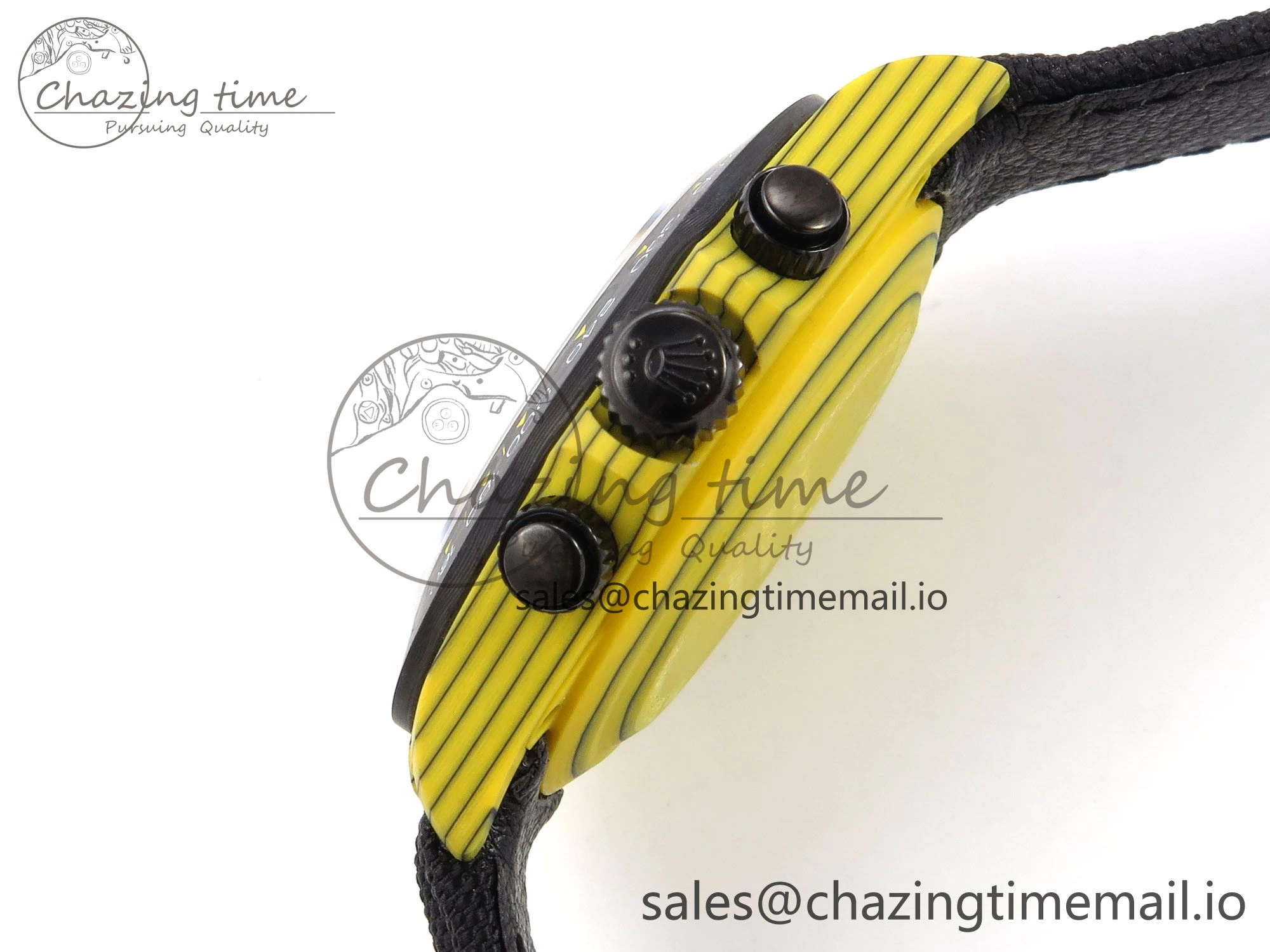 Daytona DIW Yellow Carbon N6F 1:1 Best Edition Yellow Black Dial on Black Nylon Strap SA4130 V2