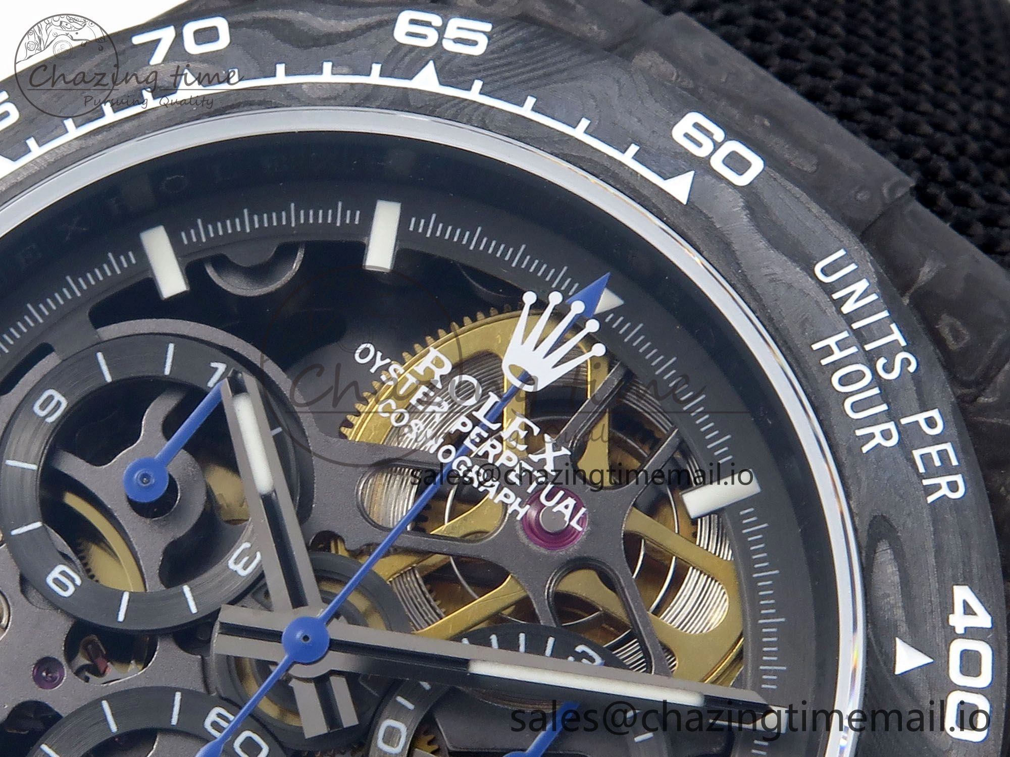 Daytona Diw 40mm N6F 1:1 Best Edition Gray Skeleton Dial Black Nylon Strap DD4801