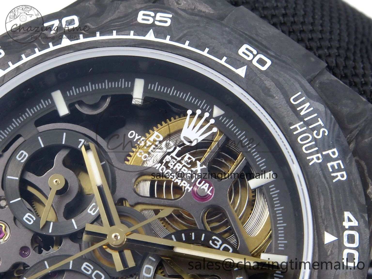 Daytona Diw 40mm N6F 1:1 Best Edition Gray Skeleton Dial Black Nylon Strap DD4801