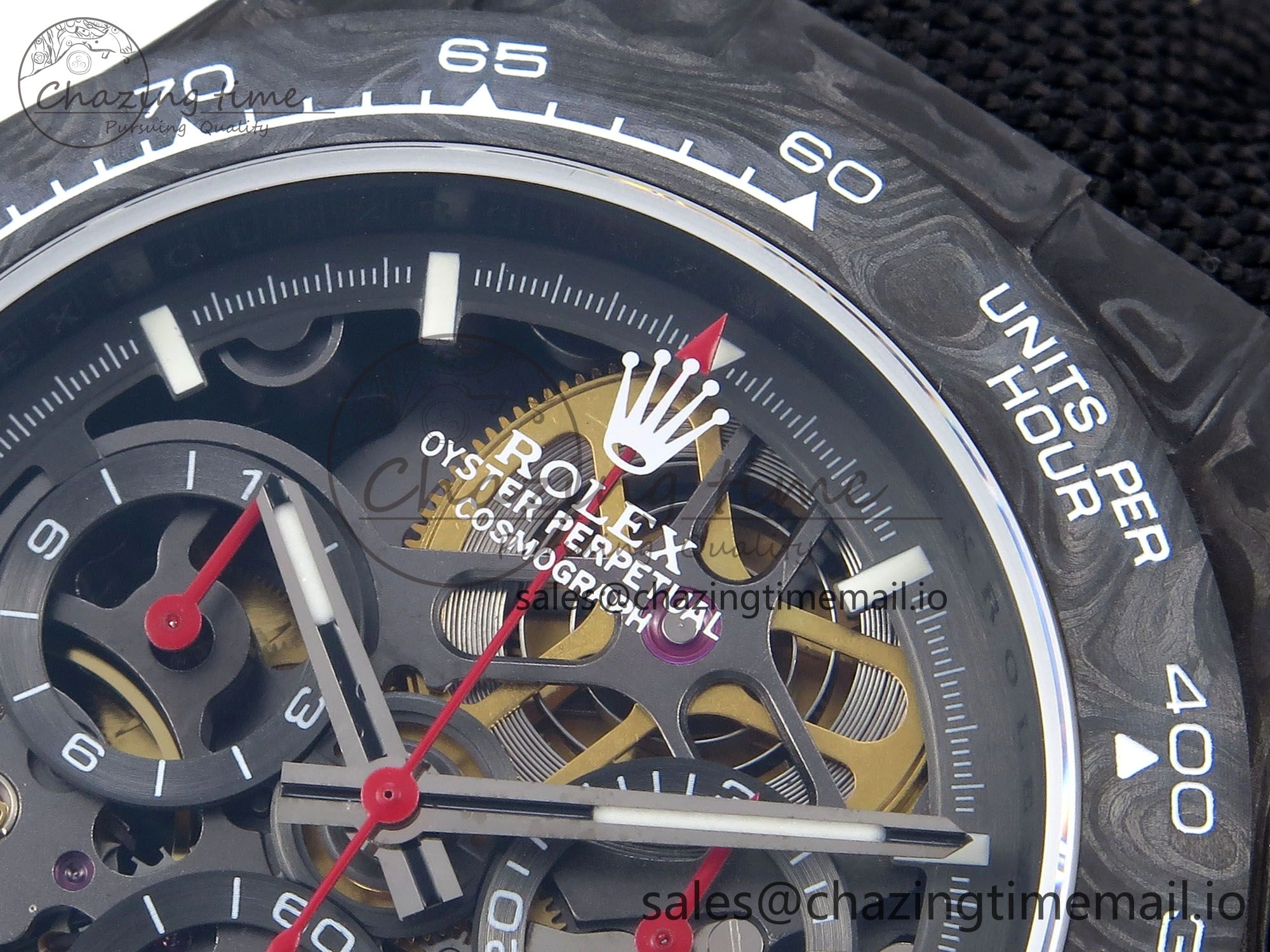 Daytona Diw 40mm N6F 1:1 Best Edition Gray Skeleton Dial Black Nylon Strap DD4801
