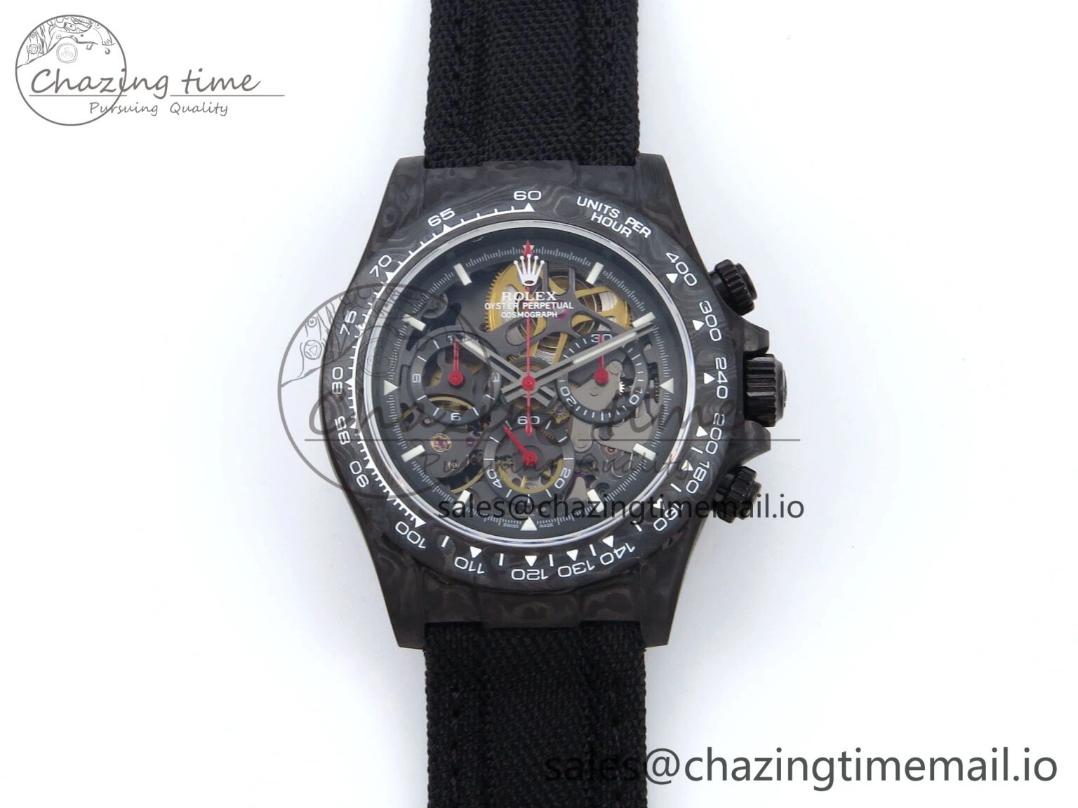 Daytona Diw 40mm N6F 1:1 Best Edition Gray Skeleton Dial Black Nylon Strap DD4801