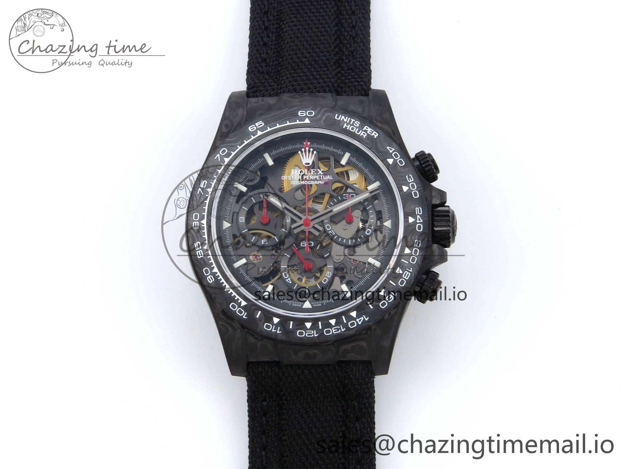 Daytona Diw 40mm N6F 1:1 Best Edition Gray Skeleton Dial Black Nylon Strap DD4801