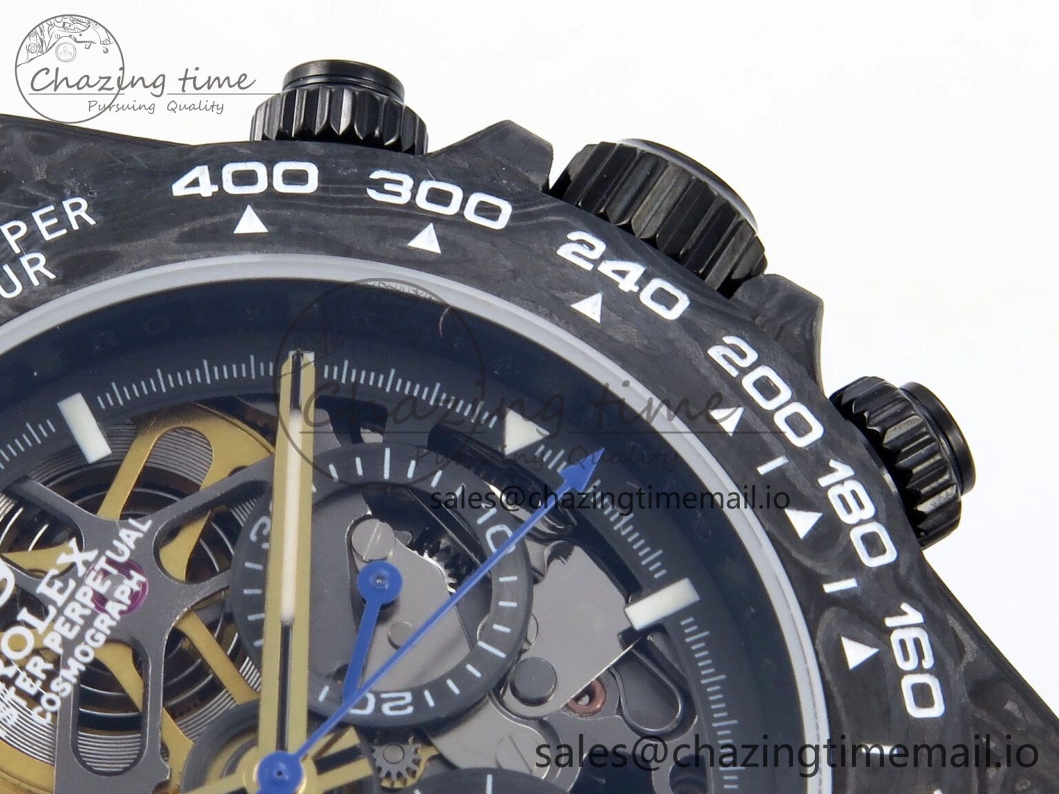 Daytona Diw 40mm N6F 1:1 Best Edition Gray Skeleton Dial Blue Nylon Strap DD4801
