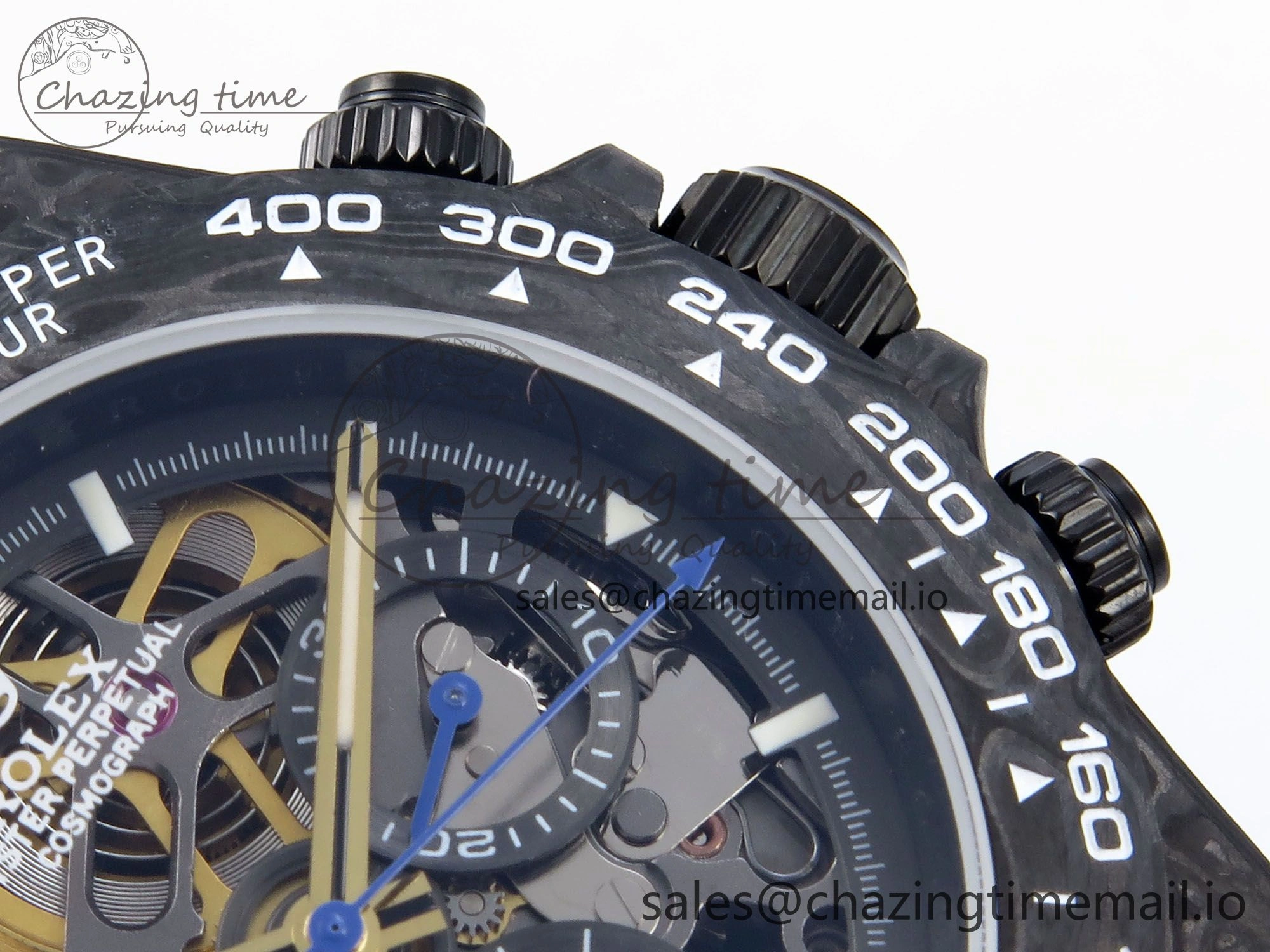 Daytona Diw 40mm N6F 1:1 Best Edition Gray Skeleton Dial Blue Nylon Strap DD4801