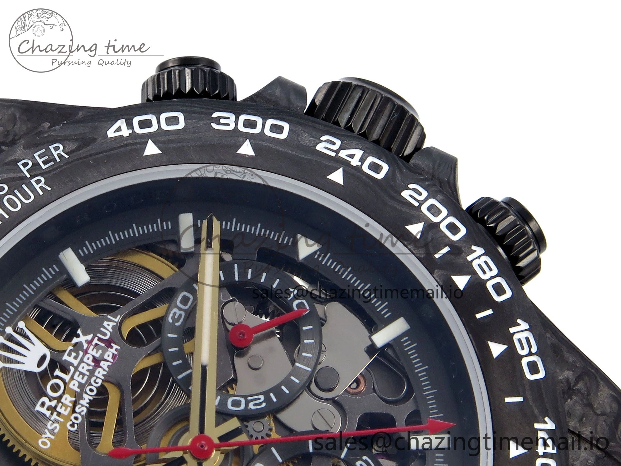 Daytona Diw 40mm N6F 1:1 Best Edition Gray Skeleton Dial Red Nylon Strap DD4801